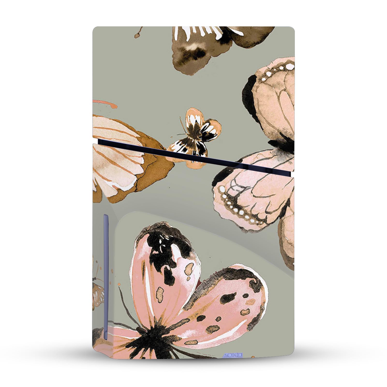 Official Ninola Green Gold Butterfly Vinyl Stickers for Sony PS5 Slim/PRO Disc Edition Console & DualSense Controller - Protective Gaming Skin Decals - Perfect for Customizing Your PlayStation 5 Setup at Home or Gaming Tournaments