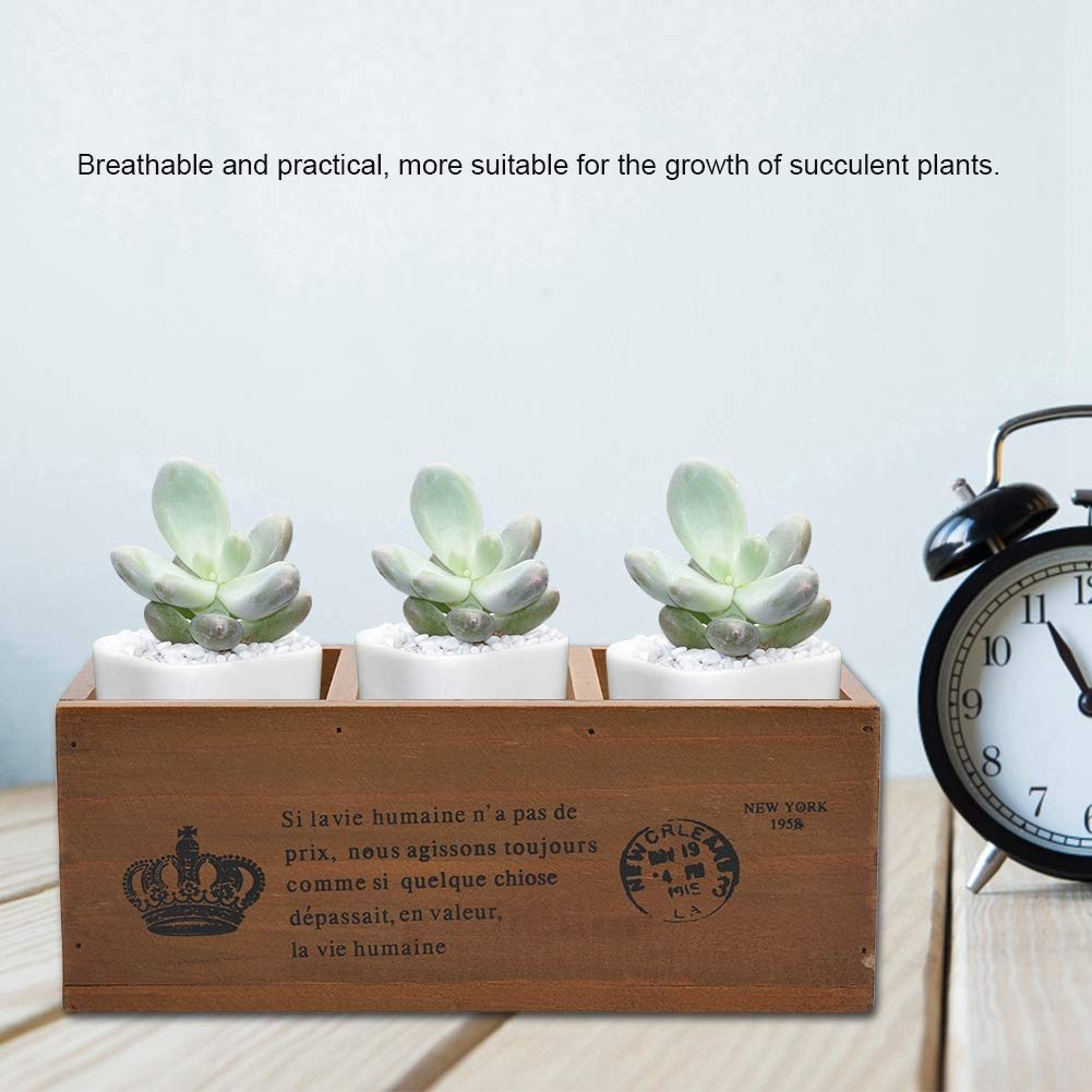 Small Rectangular Wood Planter Box for Succulents - Decorative Garden Flower Pot Container - Perfect for Indoor Plants, Home Decor, and Outdoor Gardening