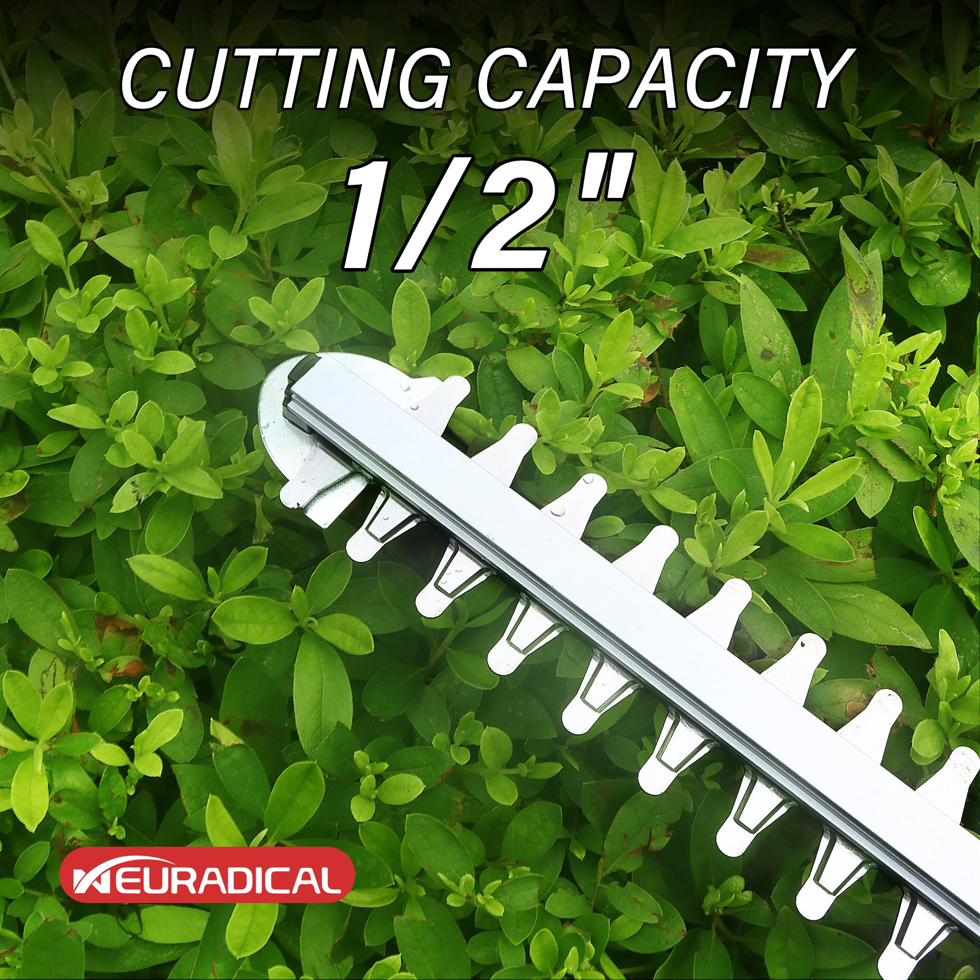 Neuradical 20 Inch Cordless Hedge Trimmer with 21V 2Ah Battery & Charger - Lightweight Electric Bush Trimmer for Garden Shrubs & Lawn Maintenance - Perfect for Landscaping, Yard Work & DIY Home Gardening