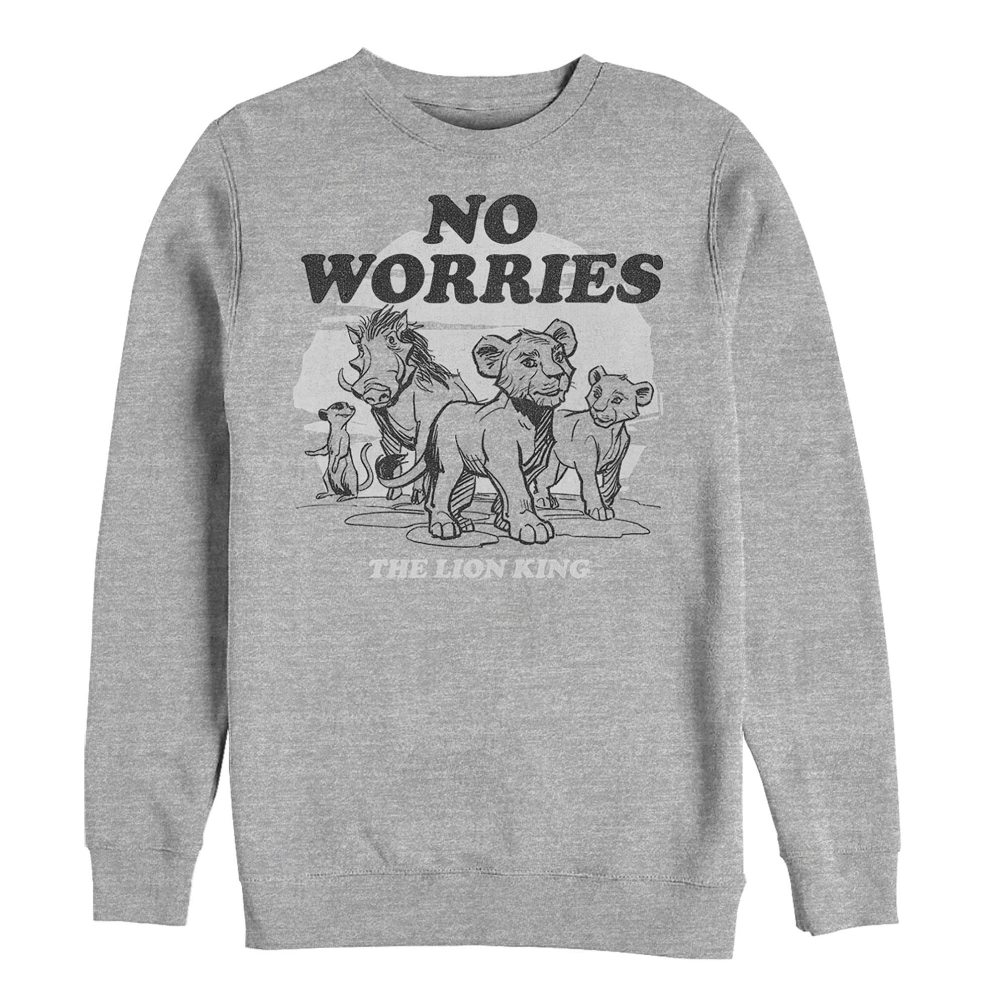 Men's Lion King No Worries Cartoon Hoodie Sweatshirt - Casual Graphic Pullover for Disney Fans, Movie Nights & Streetwear