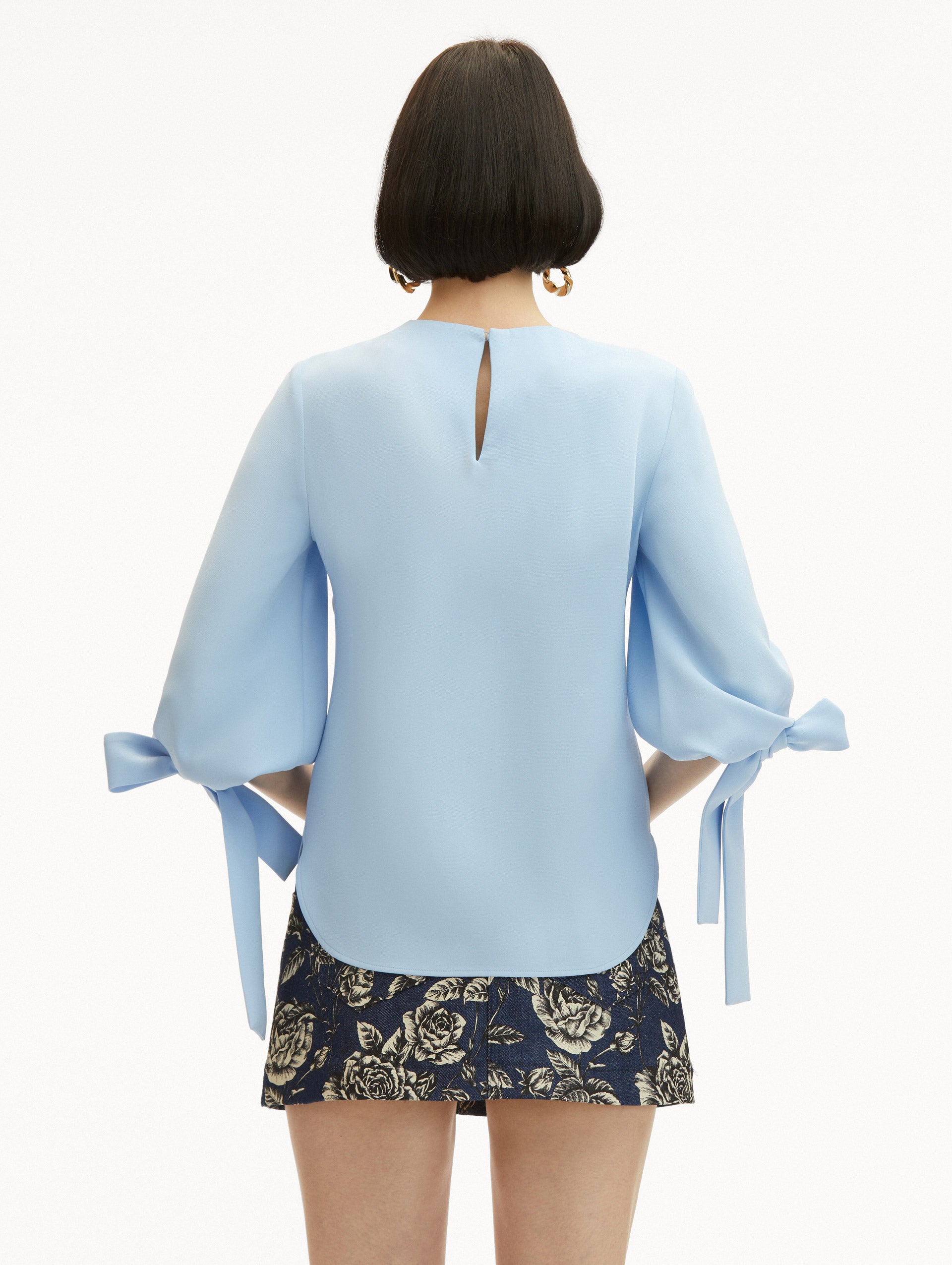 English Rose Cutout Georgette Blouse - Elegant Women's Floral Print Top for Casual & Party Wear | Perfect for Date Night, Office & Special Occasions