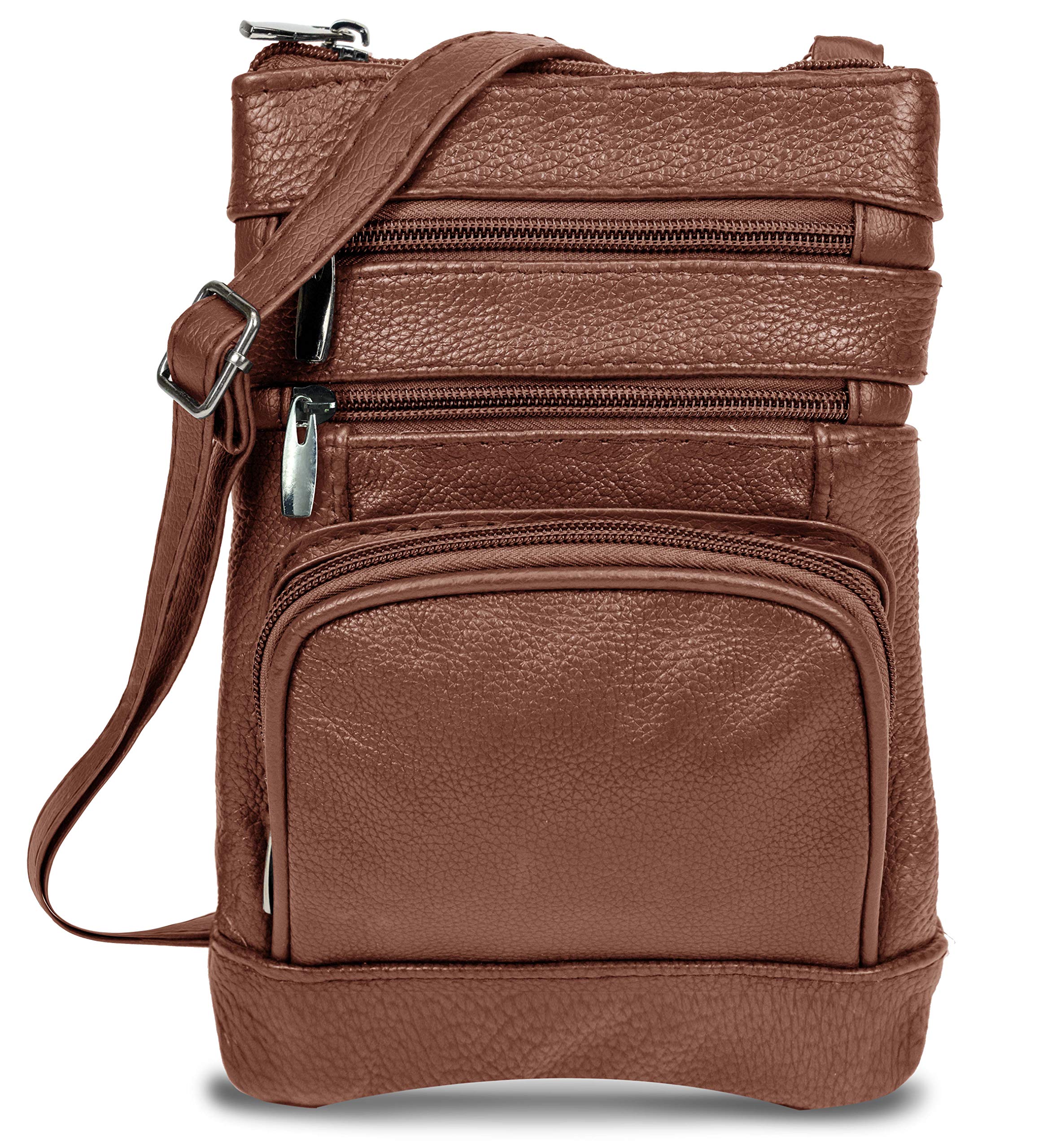 Krediz Genuine Leather Crossbody Bags for Women - Adjustable Strap Multi-Pocket Shoulder Purse - Soft & Durable Handbag for Daily Use, Travel & Shopping