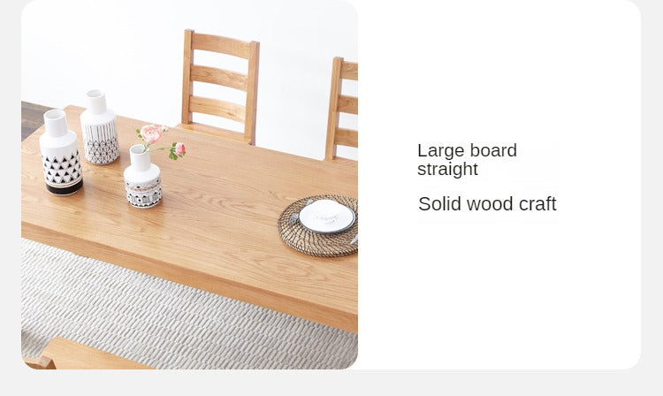 Solid Oak Wood Long Dining Table - 8 Seater Rustic Farmhouse Style for Kitchen & Dining Room - Perfect for Family Gatherings & Dinner Parties