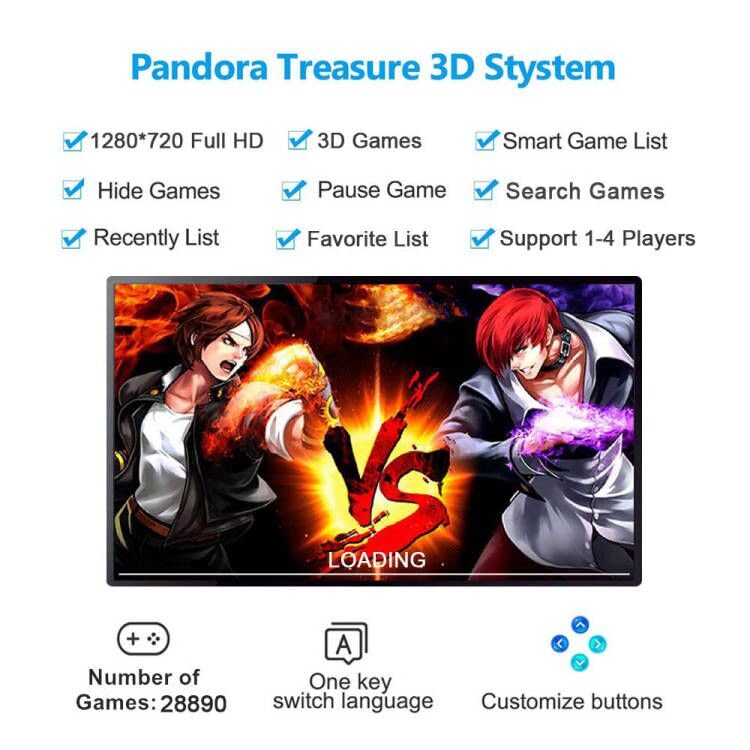 GWALSNTH 29800-in-1 Pandora Box Pro Arcade Games Console - Plug & Play 1280x720 HD Video Game System with 3D Games, Search/Save/Hide/Pause Features for 1-4 Players (SDL29800) - Perfect for Home Entertainment, Game Rooms, and Retro Gaming Parties
