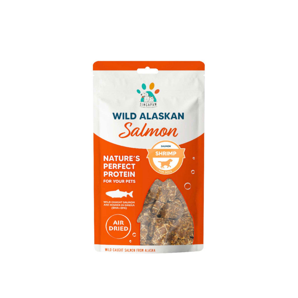 Premium Wild Alaskan Salmon Dog Treats - 70g Air-Dried Mini Sticks with Seaweed & Shrimp | Grain-Free, Healthy Snacks for Small & Medium Dogs | Training Rewards & Travel Treats