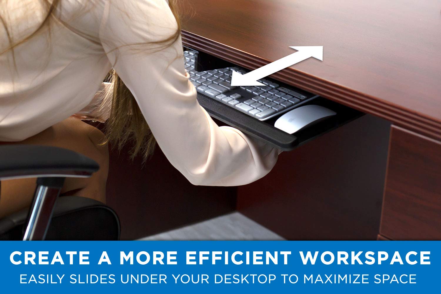 Mount-It! Ergonomic Under Desk Keyboard Tray with Gel Wrist Rest - Adjustable Black Computer Keyboard & Mouse Platform for Home Office, Gaming & Workspace Comfort