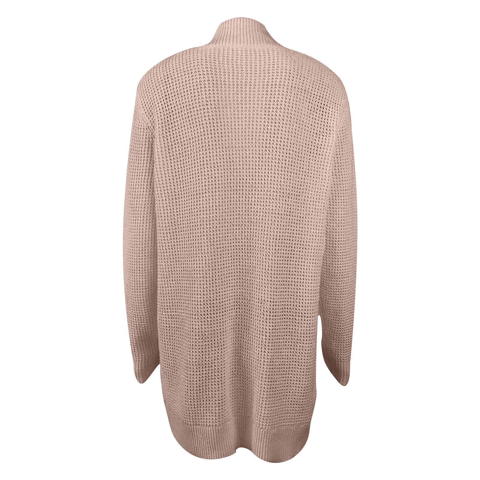 Women's Chunky Open Front Cardigan - Long Sleeve Loose Fit Knit Draped Sweater Waffle Knitted Long Cardigan Outwear for Casual Wear, Office & Fall Layering