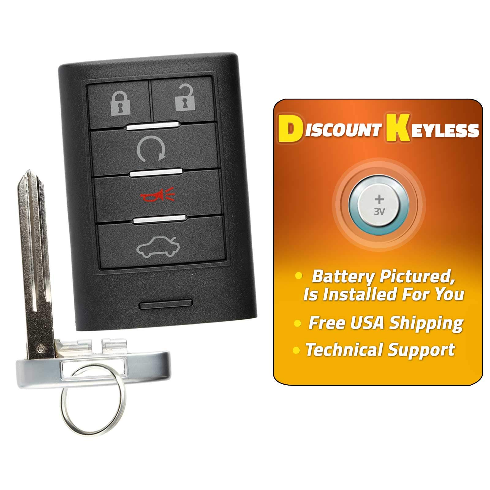2008-2014 Cadillac CTS Coupe Wagon STS Keyless Entry Remote Key Fob with Inserts - Replacement for M3N5WY7777A & 25943677 - Perfect for Lost or Damaged Keys, Car Security Upgrade