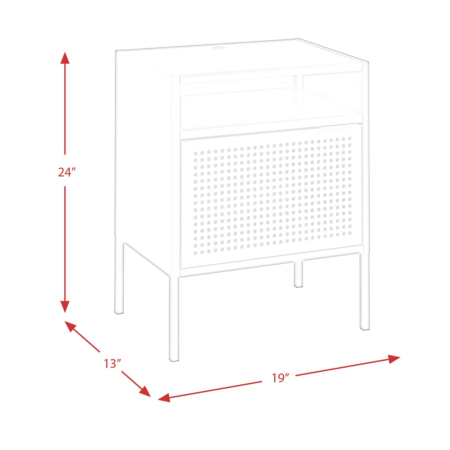 Picket House Furnishings Gemma Metal Nightstand with USB Port - Black Modern Bedside Table for Bedroom, Living Room & Office - Charging Station & Storage Solution