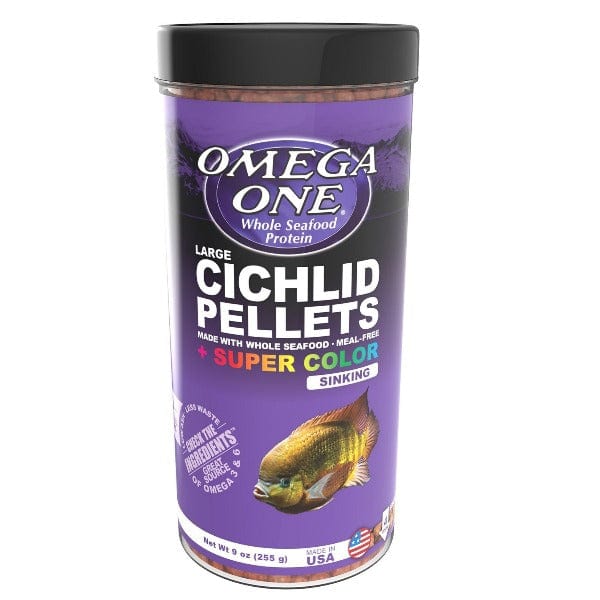 Omega One Cichlid Pellets - Premium Large Sinking Fish Food for African & South American Cichlids | High Protein Nutrition for Healthy Growth & Vibrant Colors | Ideal for Aquarium & Pond Fish Feeding