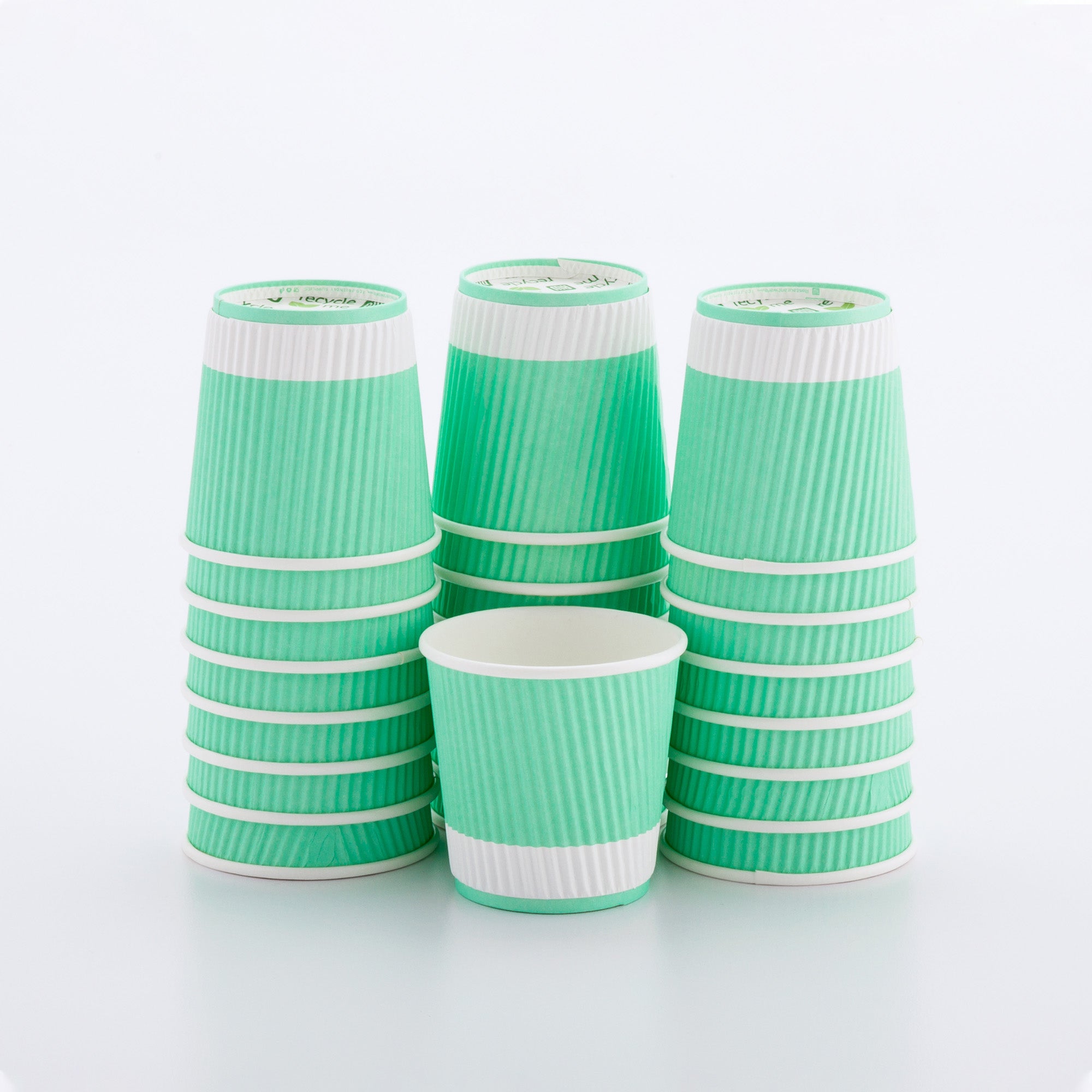 4 oz Light Green Paper Coffee Cups with Ripple Wall - 2.5
