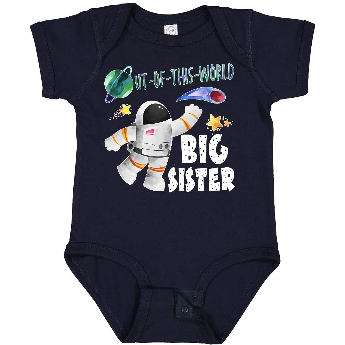 Inktastic Out of This World Big Sister Astronaut in Space Baby Bodysuit - Cute Astronaut-Themed Bodysuit for Toddlers & Infants - Perfect for Sibling Matching, Space-Themed Birthday Parties & Photo Shoots