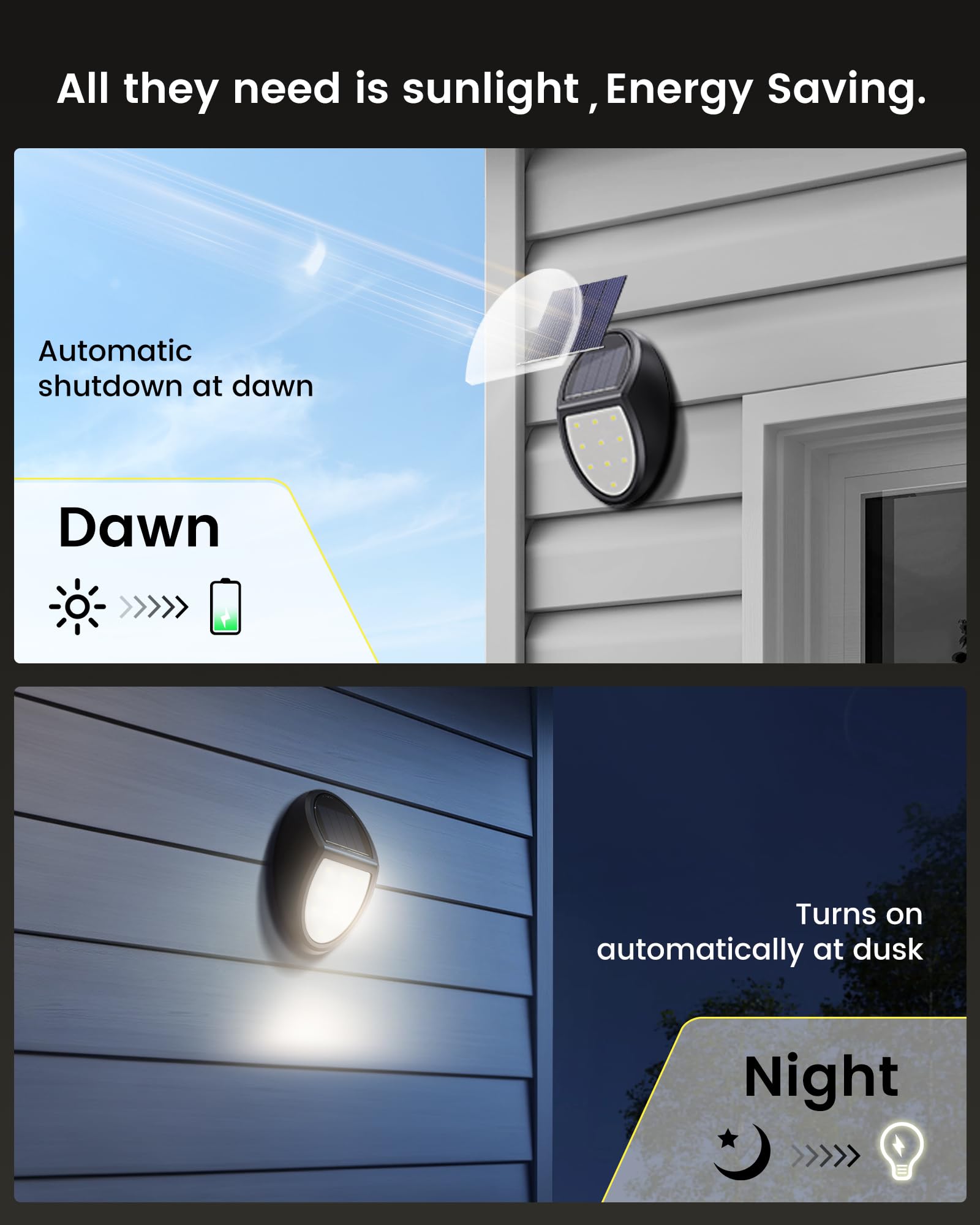 8 Pack Outdoor Solar Fence Lights - IP68 Waterproof Solar Powered Step Lamps for Porch, Deck, Yard, Garage & Garden - Bright White LED Lighting - Perfect for Pathway, Driveway & Landscape Illumination