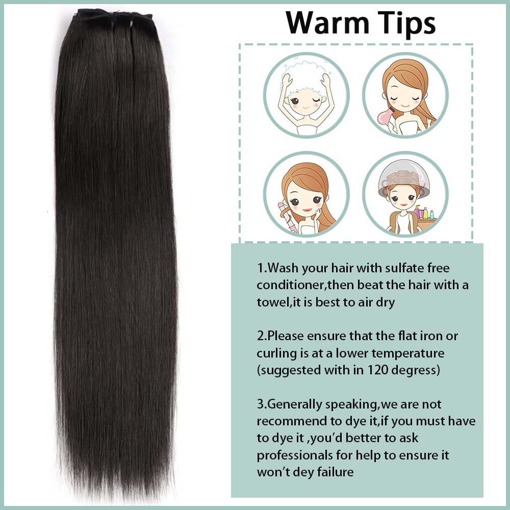 Straight Clip in Hair Extensions for Black Women - 8pcs Real Human Hair Set with 18 Clips & Double Lace Weft, 120g, 100% Soft Natural Black Hair (24Inch, #1B) - Perfect for Daily Styling, Parties & Special Occasions