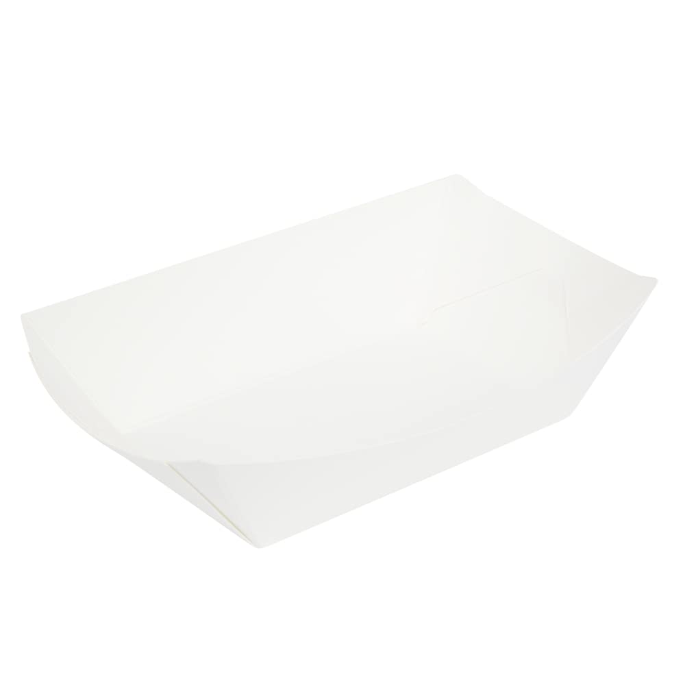 Restaurantware Bio Tek 1/2 Pound Disposable Paper Food Trays - 400 Heavy-Duty Greaseproof White Food Boats for Snacks, Appetizers, Treats | Perfect for Parties, Carnivals, Food Trucks & Catering Events