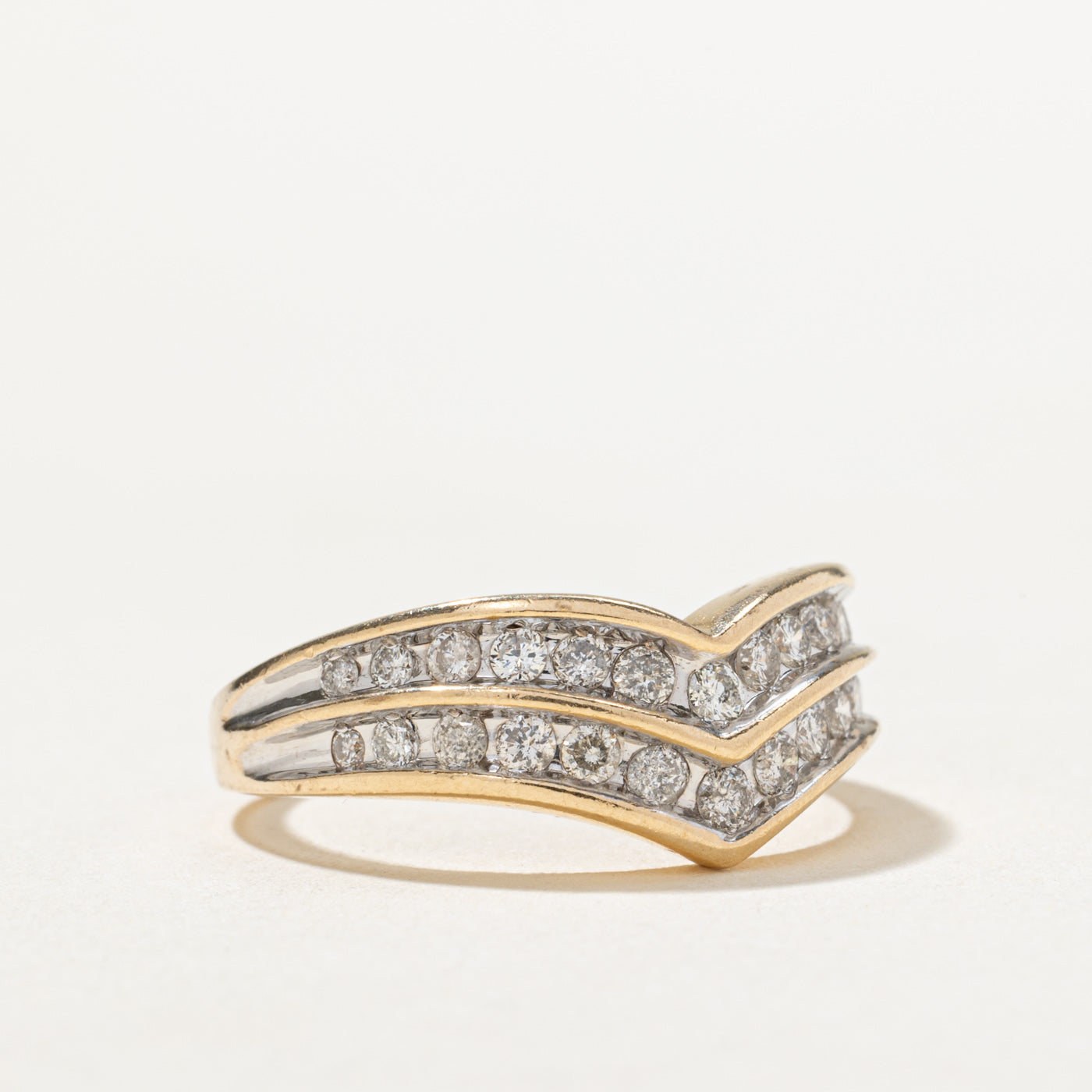 0.50ctw Diamond Double Row Chevron Ring - Size 6.75 | Elegant Wedding Band, Anniversary Gift & Everyday Jewelry for Women