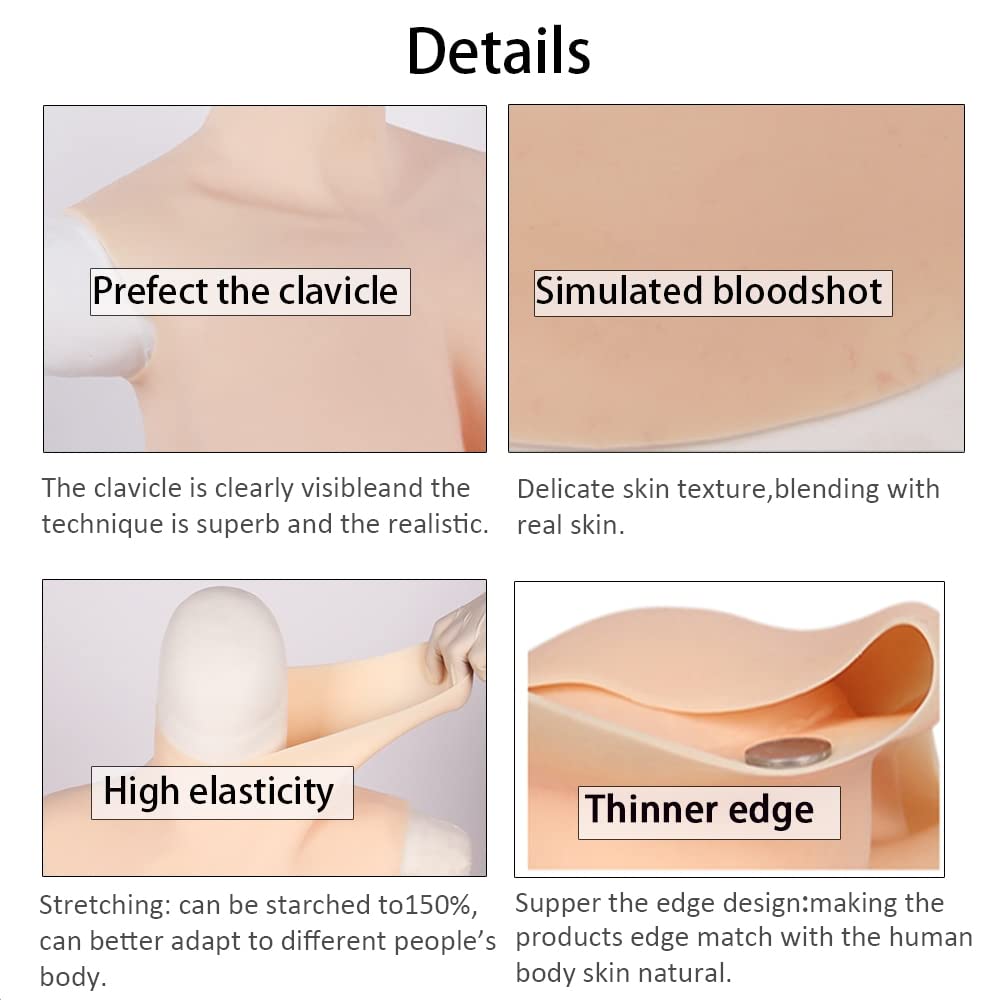 Premium Silicone Breast Forms for Crossdressers & Transgender - Natural Looking Fake Boobs Half Body Suit - Perfect for Drag Queen Costumes, Cosplay, and Gender Affirmation