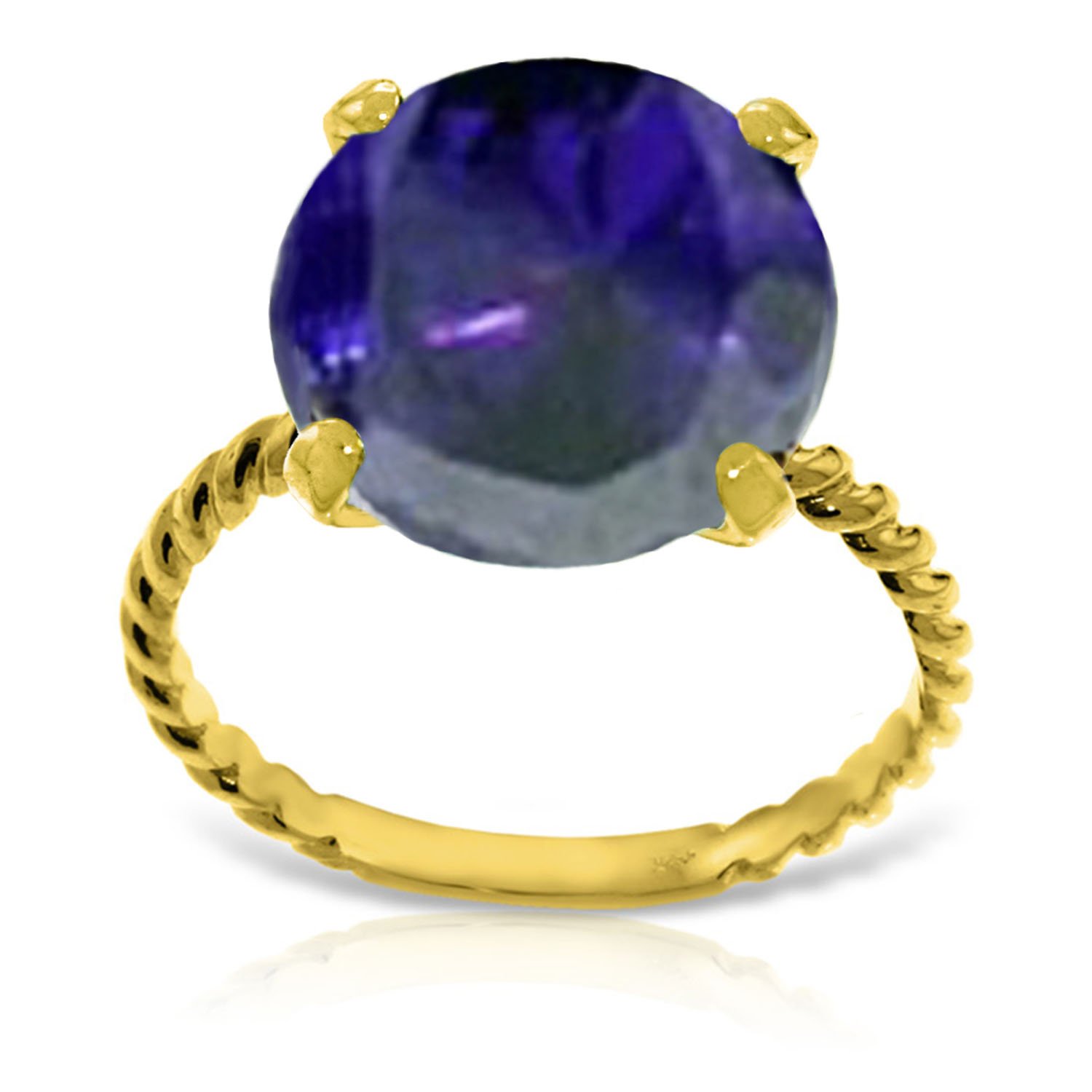 14K Solid Gold Ring with 12mm Blue Sapphire - Elegant Jewelry for Weddings & Gifts