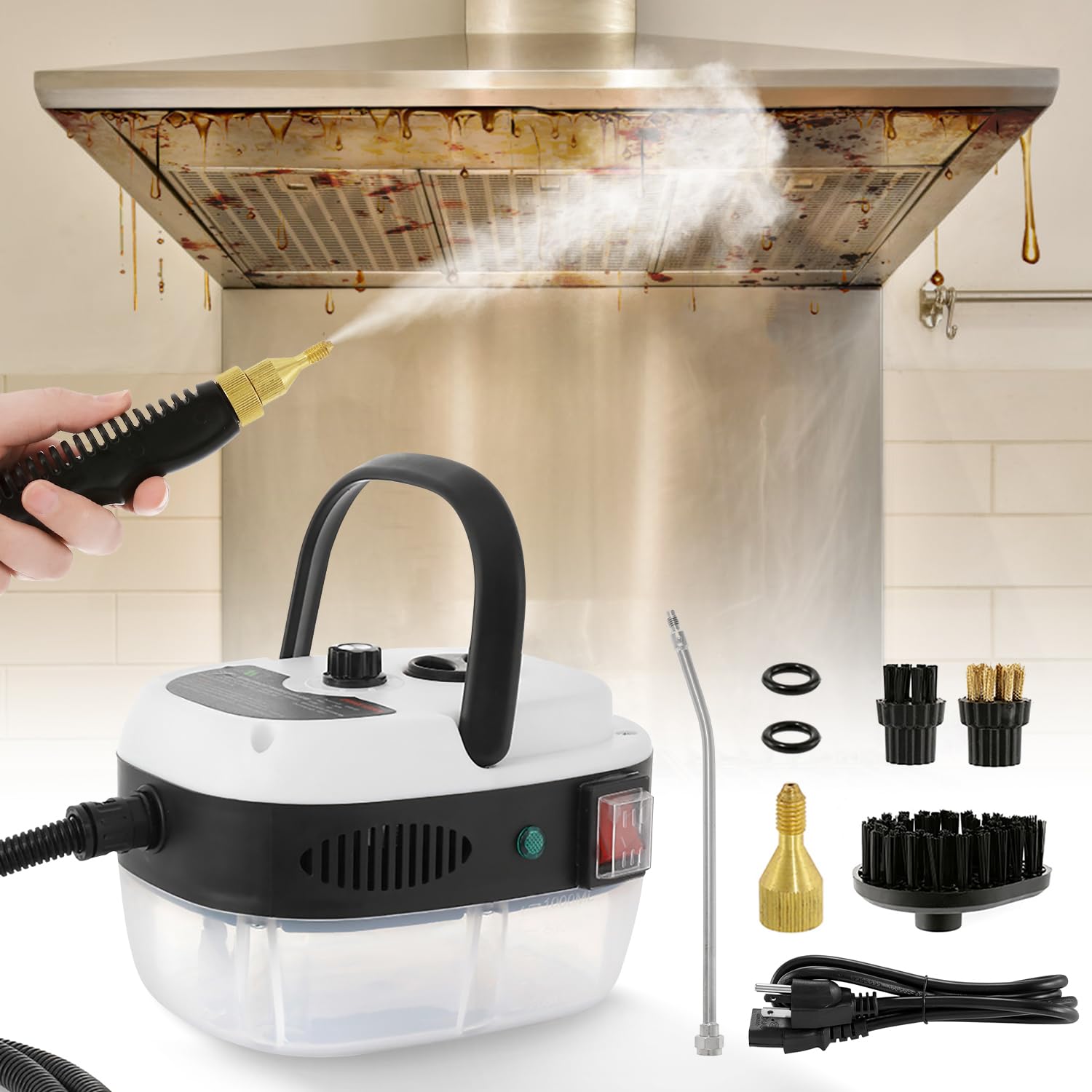 WICHEMI 2500W High Pressure Handheld Steam Cleaner - Portable Electric Steam Cleaning Machine for Home, Kitchen, Floors & Auto Detailing | Perfect for Deep Cleaning Carpets, Upholstery, Tiles and Car Interiors