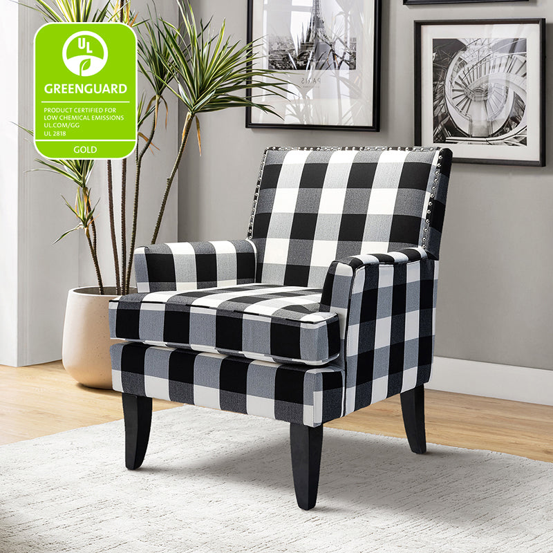 Bradley Armchair - Modern Accent Chair for Living Room, Bedroom & Office - Comfortable Upholstered Lounge Chair with Sturdy Wooden Legs - Perfect for Relaxing, Reading & Decorating Your Home