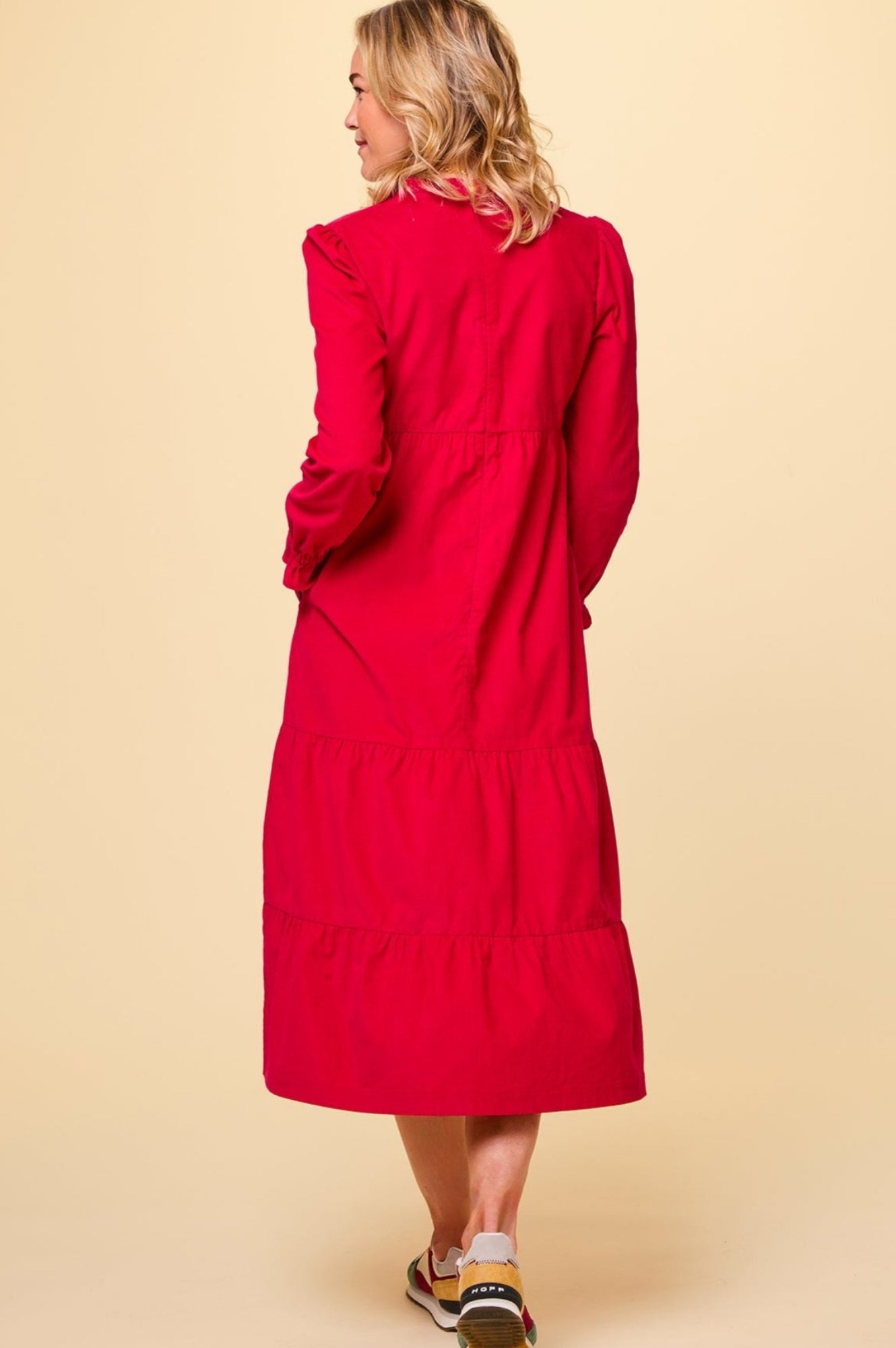 Liv Women's Corduroy Dress in Red - Stylish and Comfortable for Casual Outings, Work, and Fall Fashion