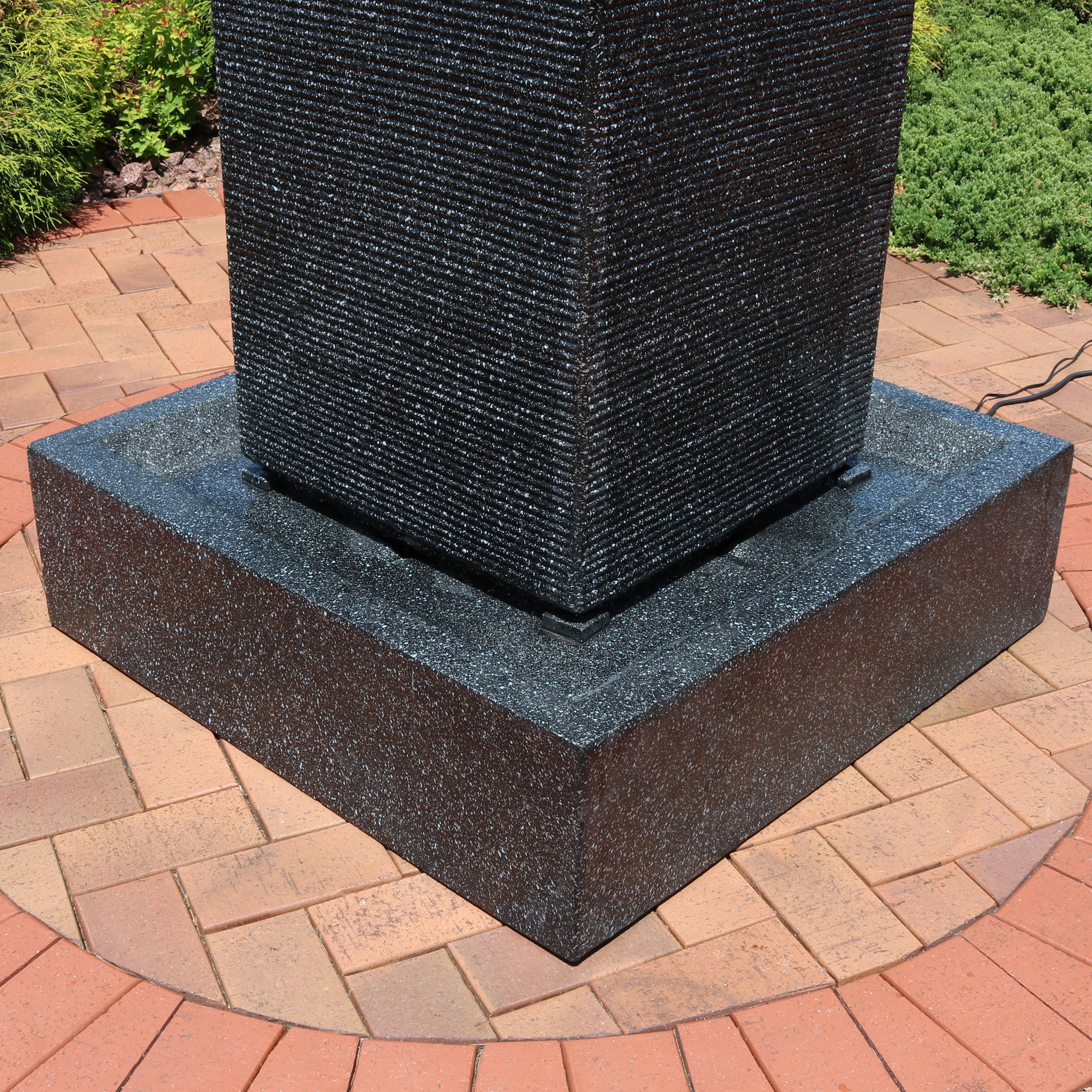Large Outdoor LED Water Fountain with Pillar Design - 40 Inch Height for Garden, Patio, and Backyard Decor