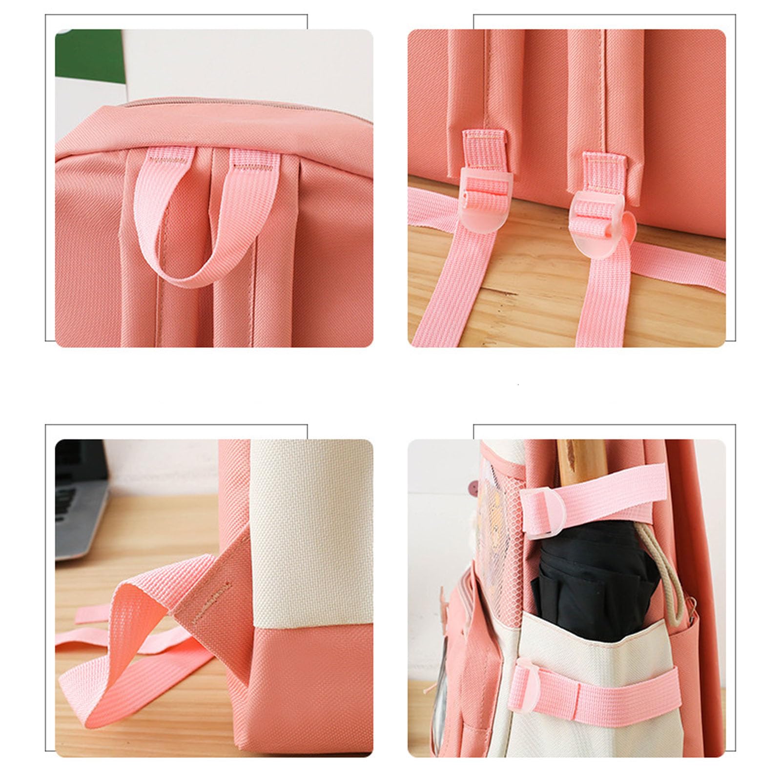 5Pcs Cute Kawaii Backpack Set for School - Aesthetic Yellow Backpack with Accessories | Girls School Supplies, College Backpack, Travel Daypack for Teens & Kids