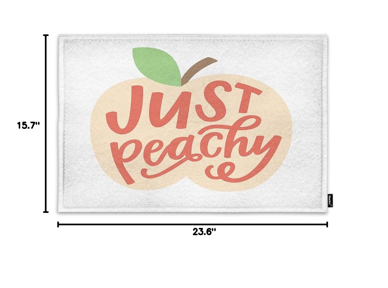 Peach-Themed Non-Slip Kitchen Mat 15.7 x 23.6 Inch - Soft Velvet Bath Rug with Fruit Leaf Design & Inspirational Quote - Perfect for Kitchen, Bathroom, Bedroom & Entryway - Adds Cozy Decor to Your Home