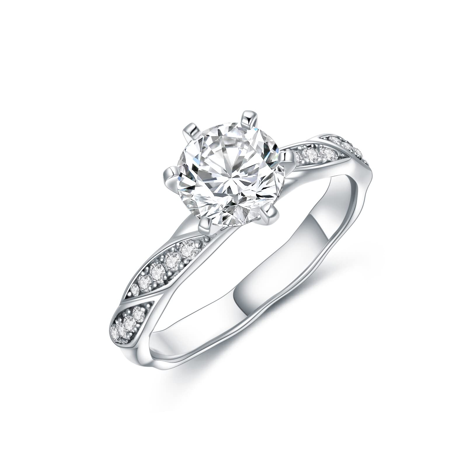 1.12 Carat (ctw) Moissanite Engagement Ring for Women - Platinum Plated Sterling Silver Wedding Band, Anniversary Gift, Promise Ring - Perfect for Proposals, Bridal Jewelry & Special Occasions