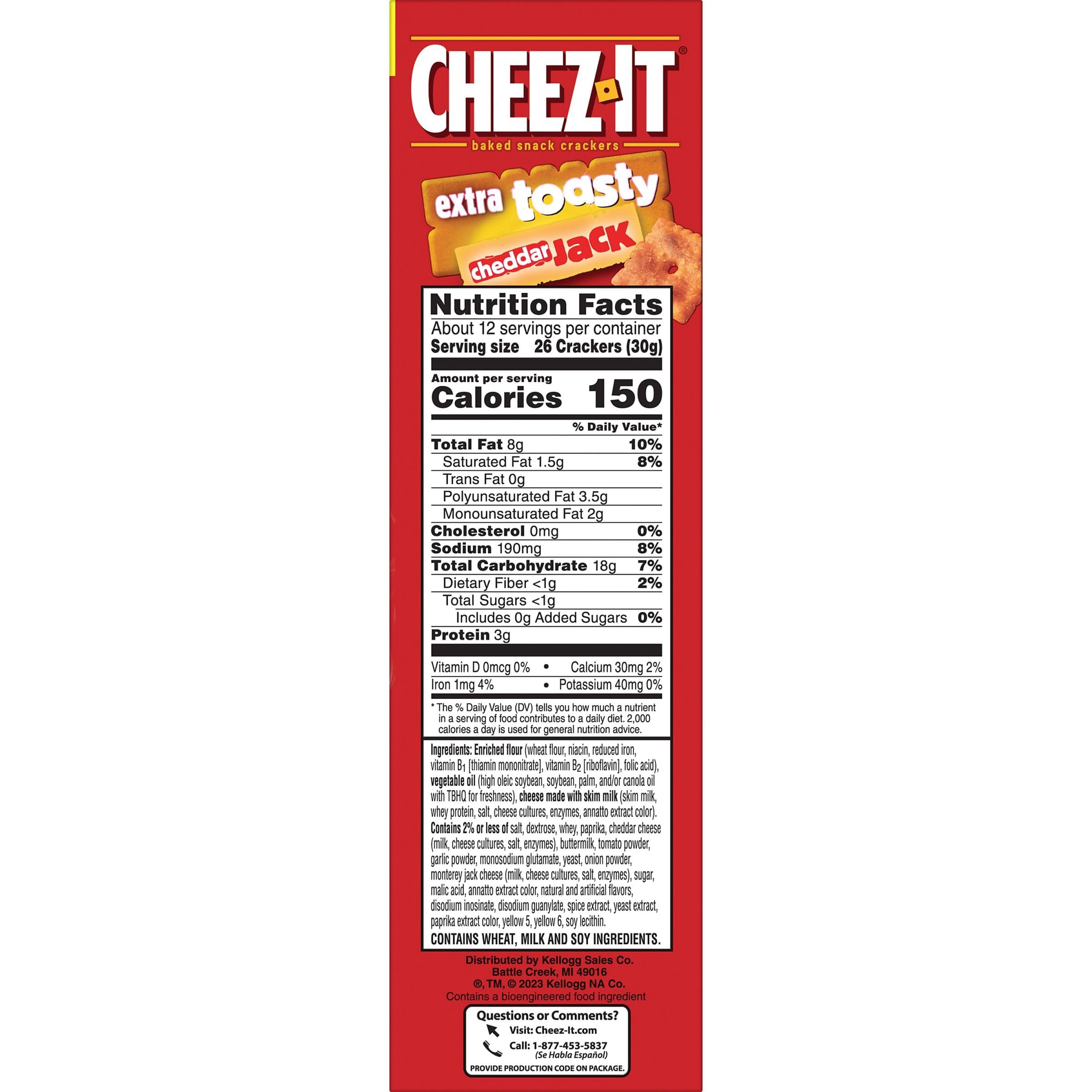 Cheez-It Extra Toasty Cheddar Jack Baked Cheese Crackers - 12.4oz Box | Crunchy Snack for Kids, Lunchboxes & Parties | Perfect for School, Road Trips & Movie Nights