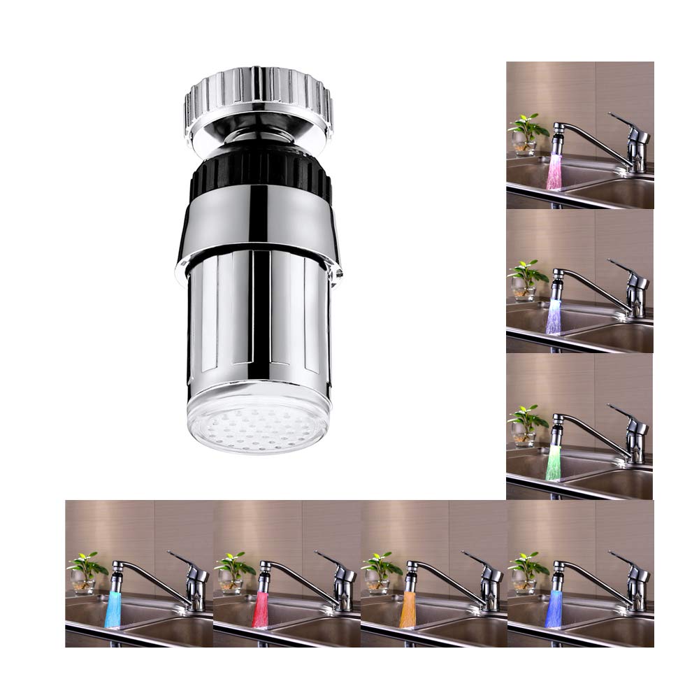 360° Rotating LED Faucet Light - 3 Color Changing for Kitchen & Bathroom Sink