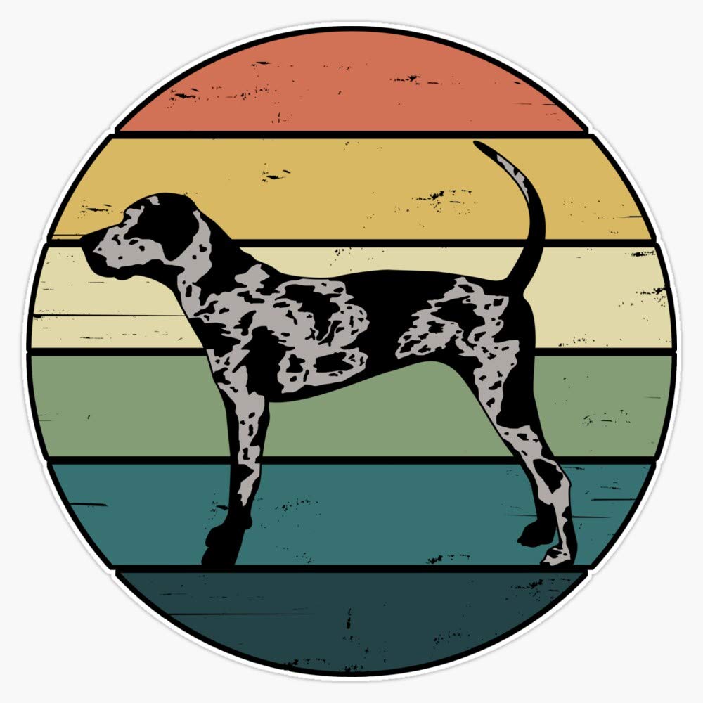 Retro Rainbow Catahoula Leopard Dog Vinyl Waterproof Sticker - 5 Inch Decal for Cars, Laptops, Walls, Windows & Bumpers | Durable Outdoor & Indoor Decor for Pet Lovers