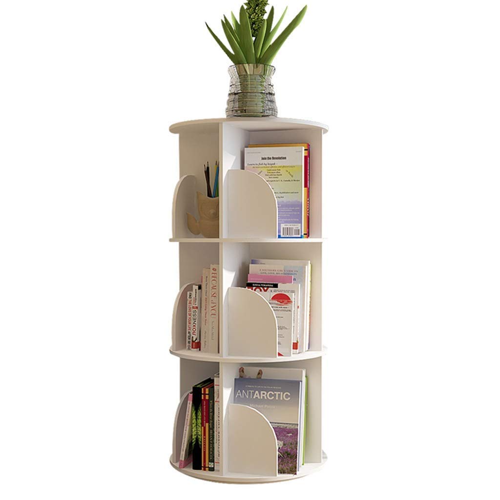 OMIDM 3-Tier Rotating Bookshelf - 360° Swivel Wooden Bookcase for Books, Toys & Media Storage | Compact Space-Saving Furniture for Living Room, Bedroom & Office