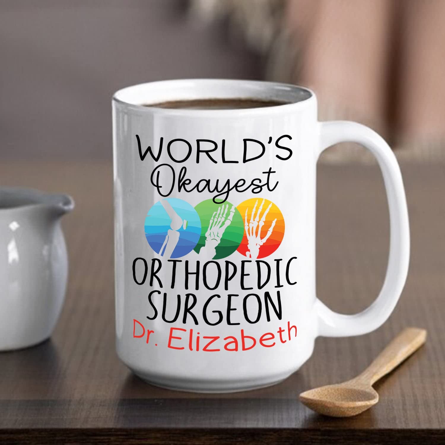 Personalized Orthopedic Surgeon Coffee Mug - 11oz & 15oz Custom Name Travel Mug - World's Okayest Orthopedic Surgeon Gift for Doctors - Great for Office, Hospital & Christmas Gifts for Men & Women