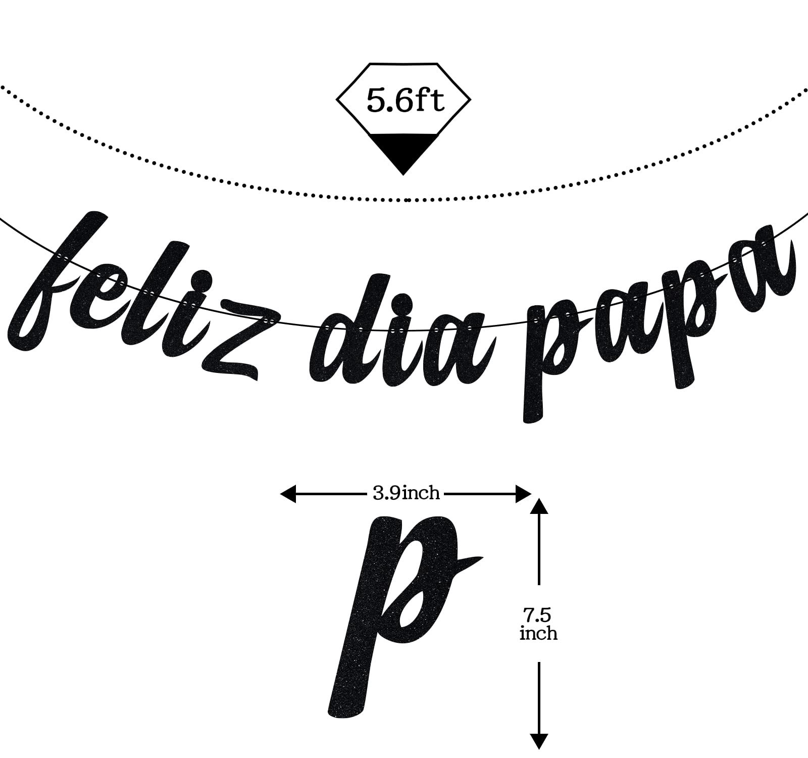 Happy Father's Day Banner - Best Dad Ever Black Glitter Party Decorations for Dad's Birthday & Father's Day Celebrations | Perfect for Home, Office & Party Decor