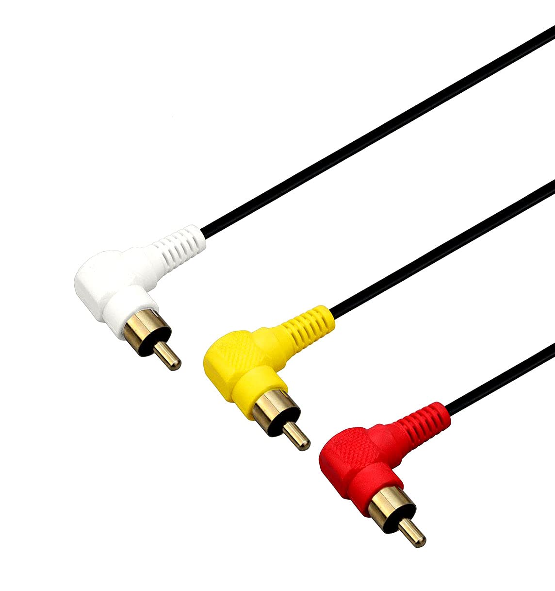 EKAAZ 3 RCA Cable - High-Quality Silver Plated 90° Right Angle RCA Audio Video Cable, 3 Male to 3 Male Composite AV Cable (1.2m/4ft) for Home Theater, Gaming Consoles & Audio Systems