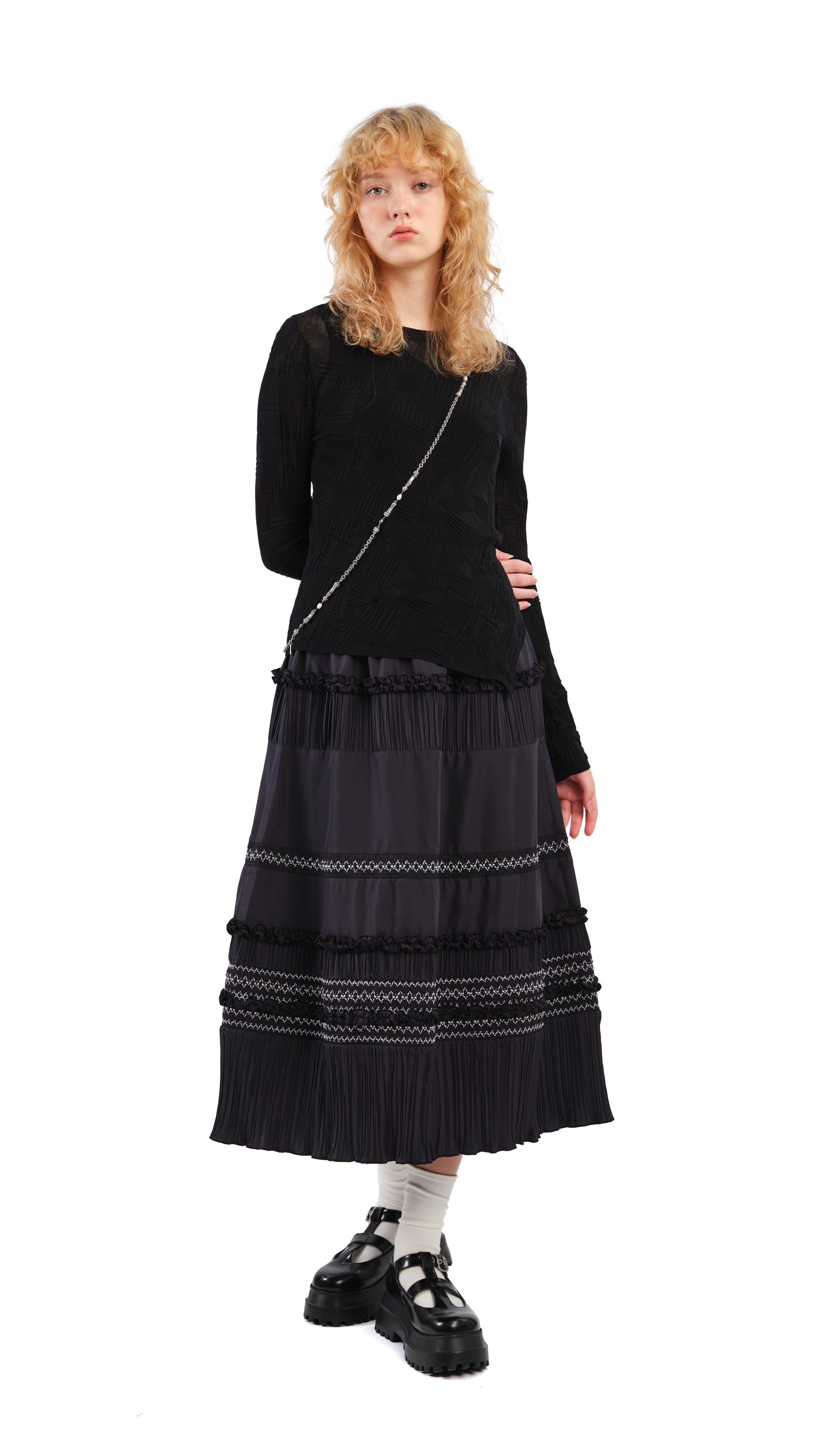 Stylish Smocked Patch Flare Skirt for Women | Boho Chic Midi Skirt with Elastic Waist | Perfect for Summer, Beach, and Casual Outfits