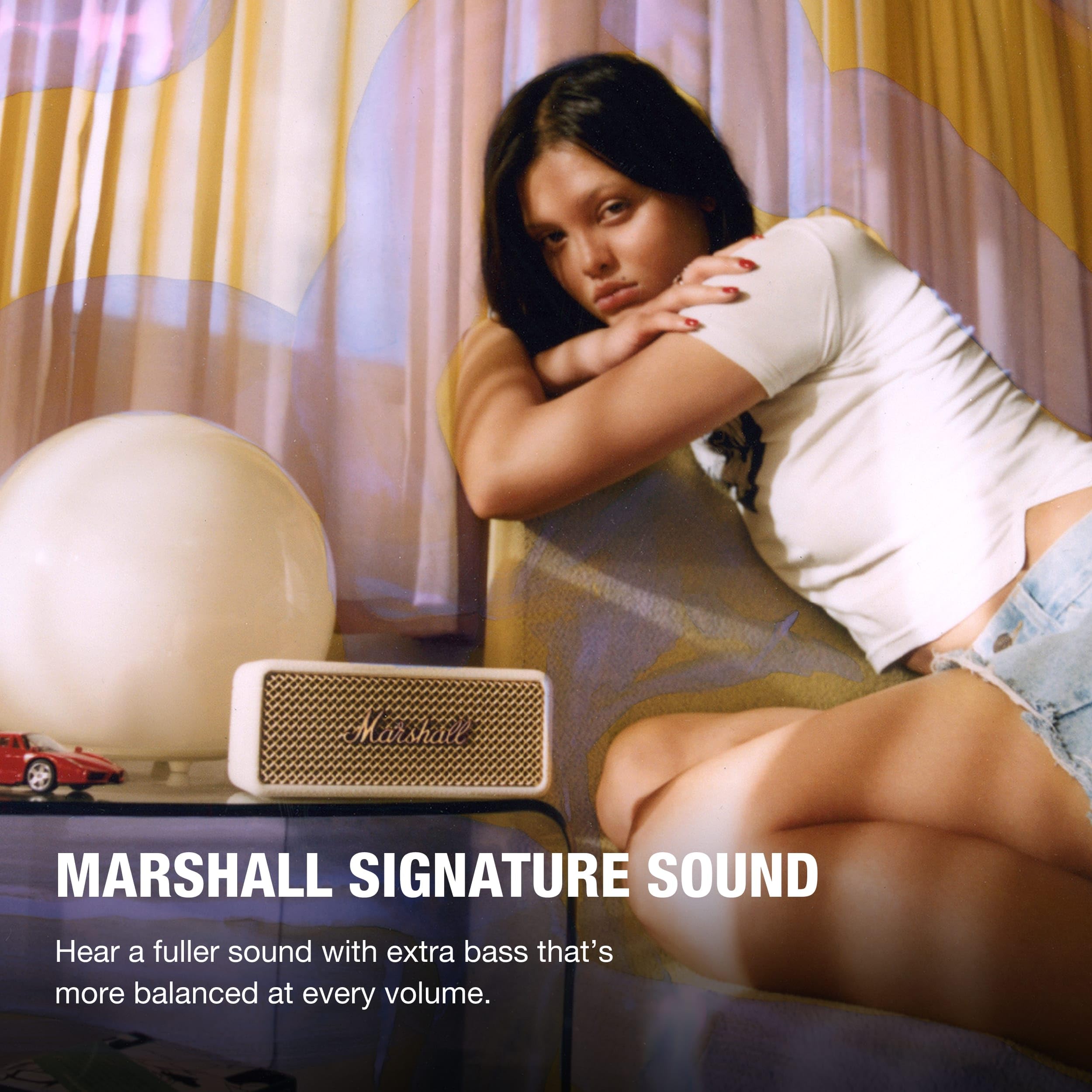 Marshall Emberton III Portable Bluetooth Speaker - Wireless Outdoor Speaker with 20+ Hours Playtime, IPX7 Waterproof, Compact Travel Speaker for Beach, Camping & Home Use (Cream)