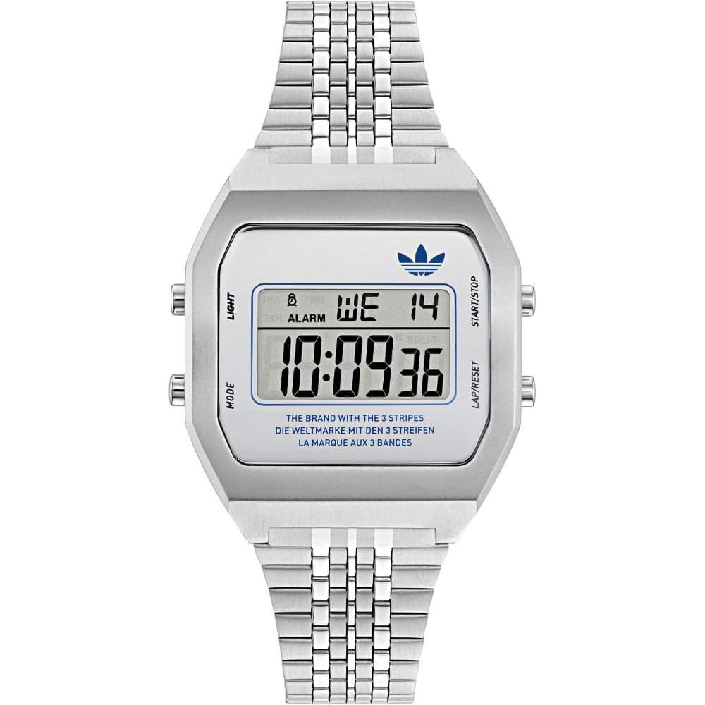 Adidas Originals Digital Silver Stainless Steel Strap Unisex Watch AOST23554 - Stylish Sport & Casual Wear for Men and Women