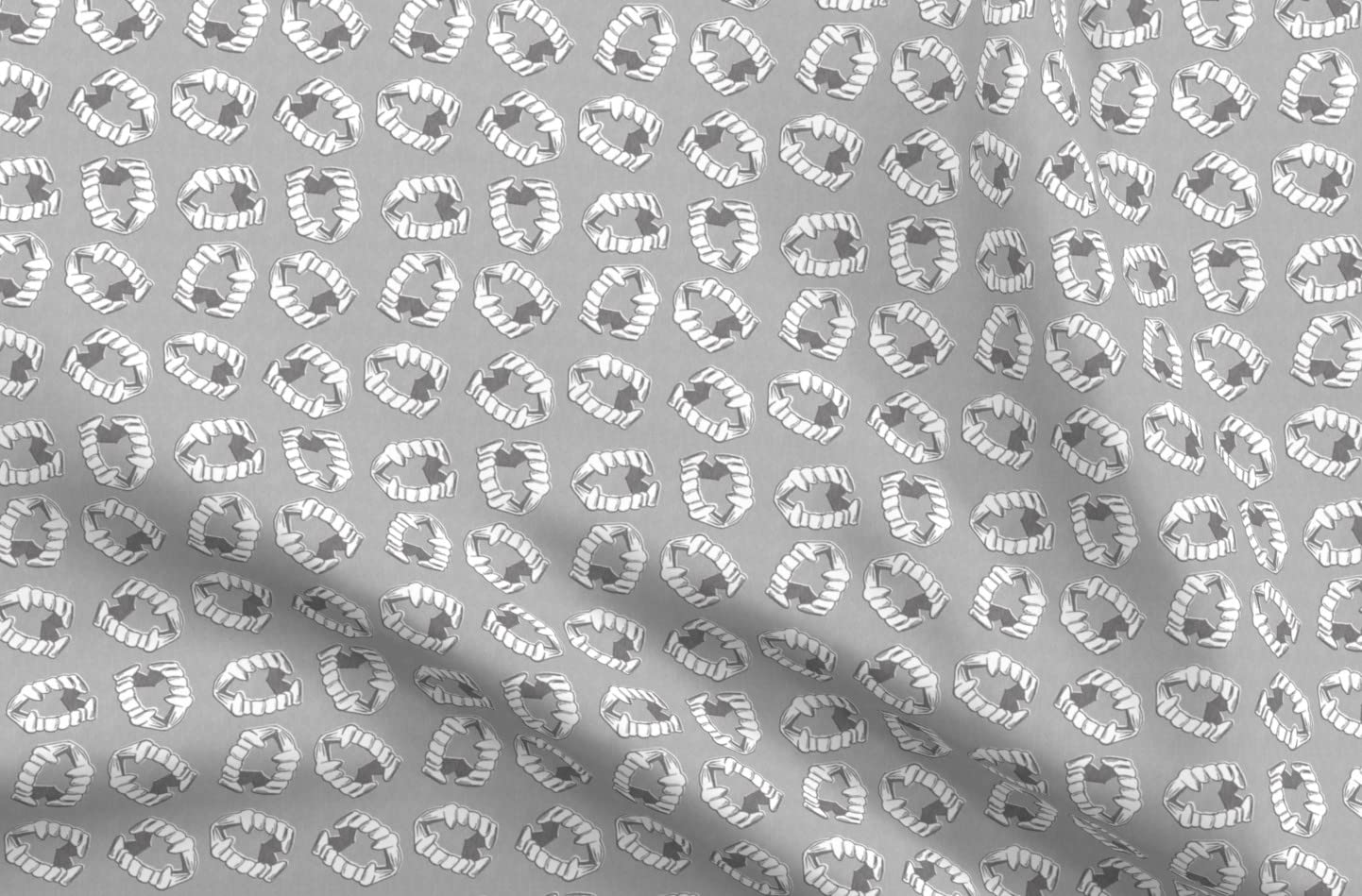 Vampire Teeth Stone Halloween Printed Velvet Fabric by The Yard - Spooky Upholstery & Costume Material for Home Decor, Apparel, and DIY Crafts - Perfect for Halloween Decorations, Cosplay, and Sewing Projects