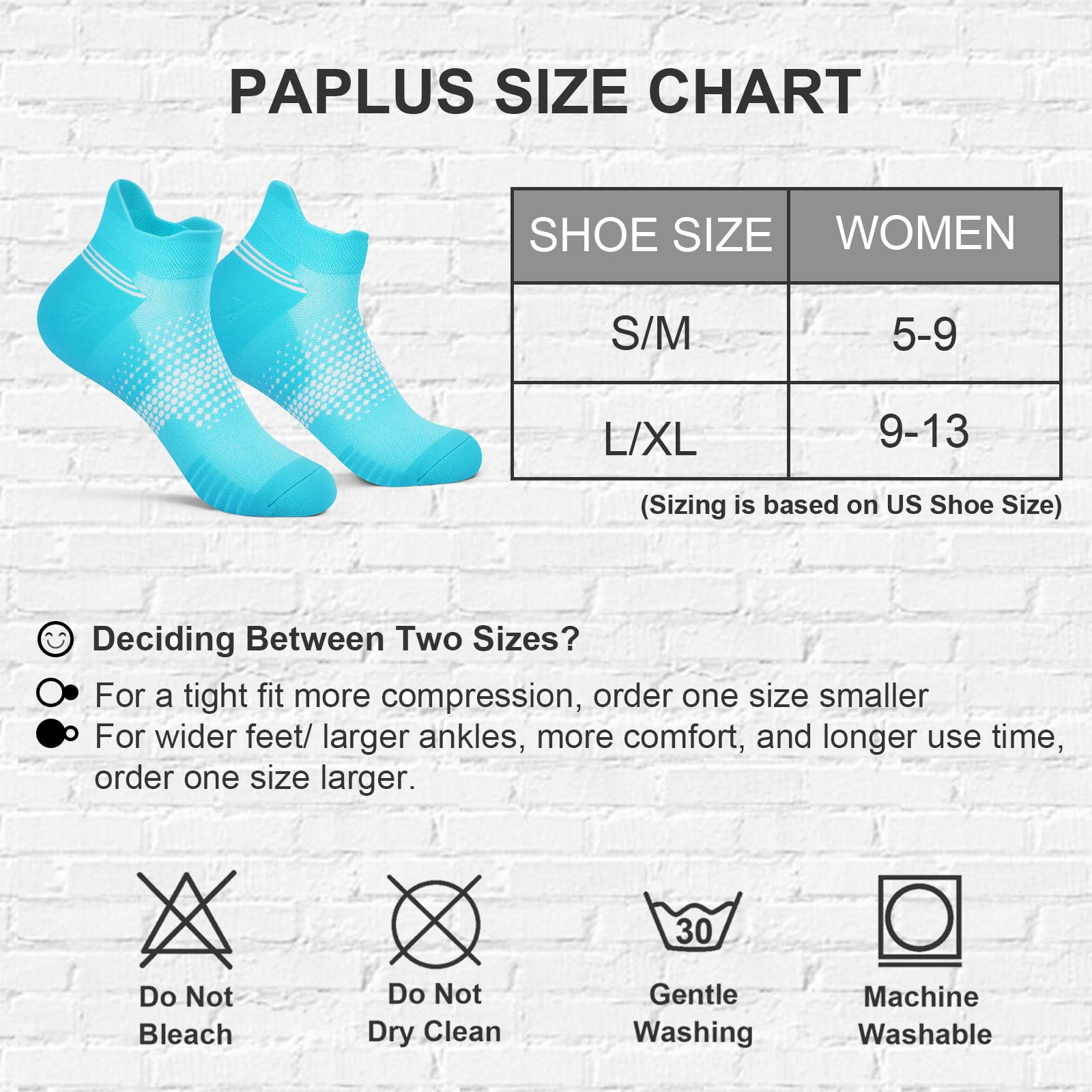 PAPLUS Women's Ankle Compression Socks 6-Pack - Running & Athletic Socks with Heel Tab & Cushion Support - Breathable Low Cut Socks for Workout, Marathon, Nursing & Travel
