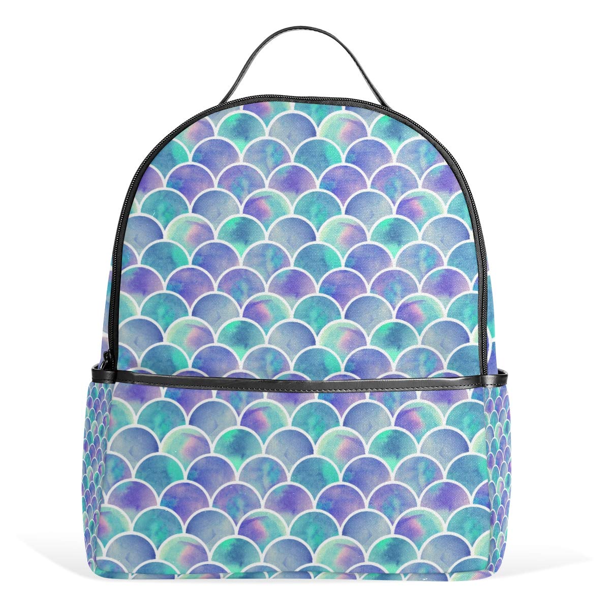 Wamika Mermaid Scales Blue Pink Water Resistant Backpack - Unicorn Galaxy Space Design Daypack for Women & Men, Perfect for School, Travel, Sports & Outdoor Activities