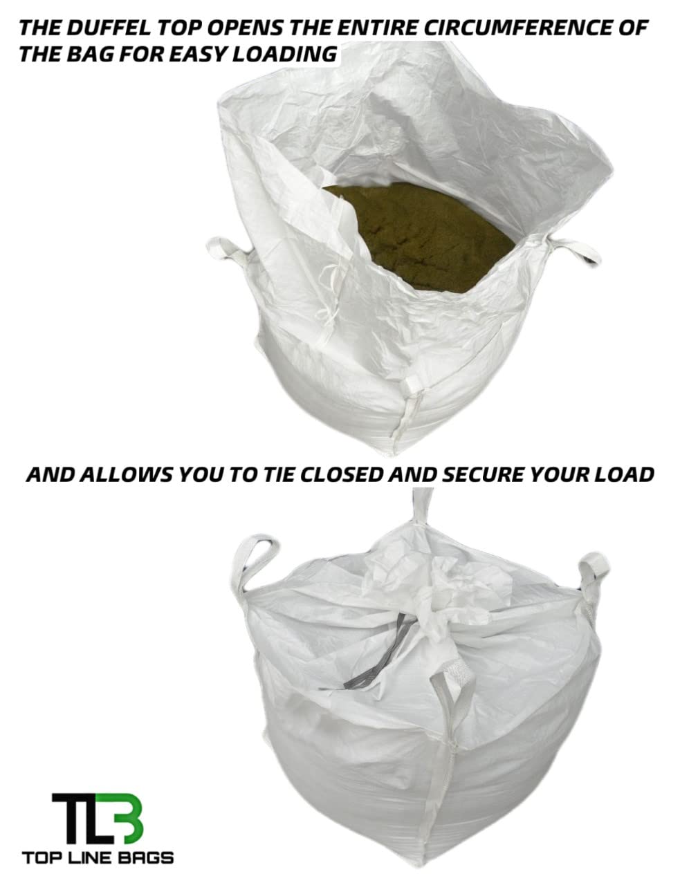 50 Pack Bulk FIBC Bags 35x35x40 Inches - 2200 lb Capacity Heavy Duty Woven Polypropylene Bags with 4 Lifting Loops - Perfect for Industrial Storage, Agriculture, Construction & Bulk Material Handling