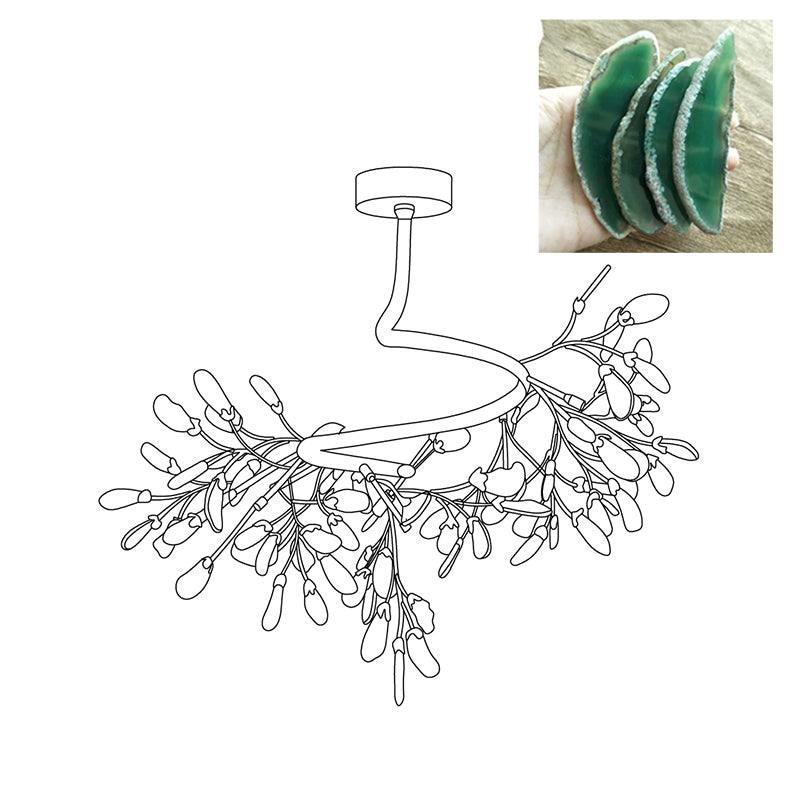 Natural Agate Chandelier - Elegant Stone Crystal Pendant Light Fixture for Living Room, Dining Room, Bedroom, and Entryway Decor