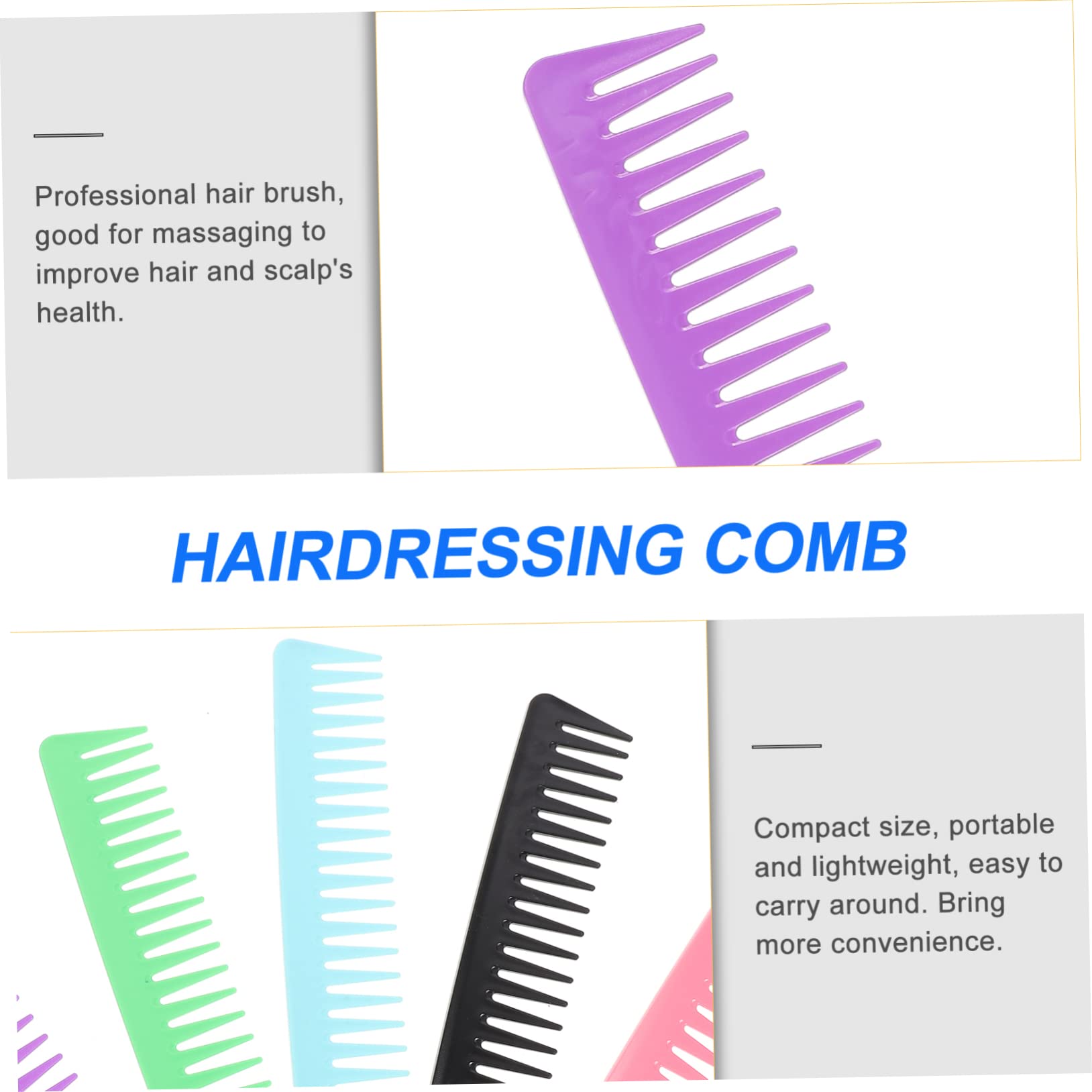Minkissy Wide Tooth Comb Set - 5 Pack Professional Hair Styling Combs for Wet & Dry Hair | Gentle Detangling, No Knots, Comfort Grip | Perfect for Barbershop, Salon & Home Hair Care (Black)
