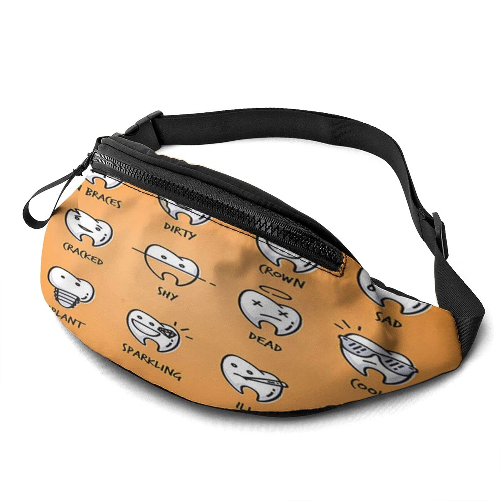 Stylish Cartoon Teeth Fanny Pack for Women & Men - Adjustable Waist Bag for Travel, Running, Hiking & Outdoor Activities - Trendy Hip Bum Bag with Belt - Perfect for Gym, Concerts & Daily Use