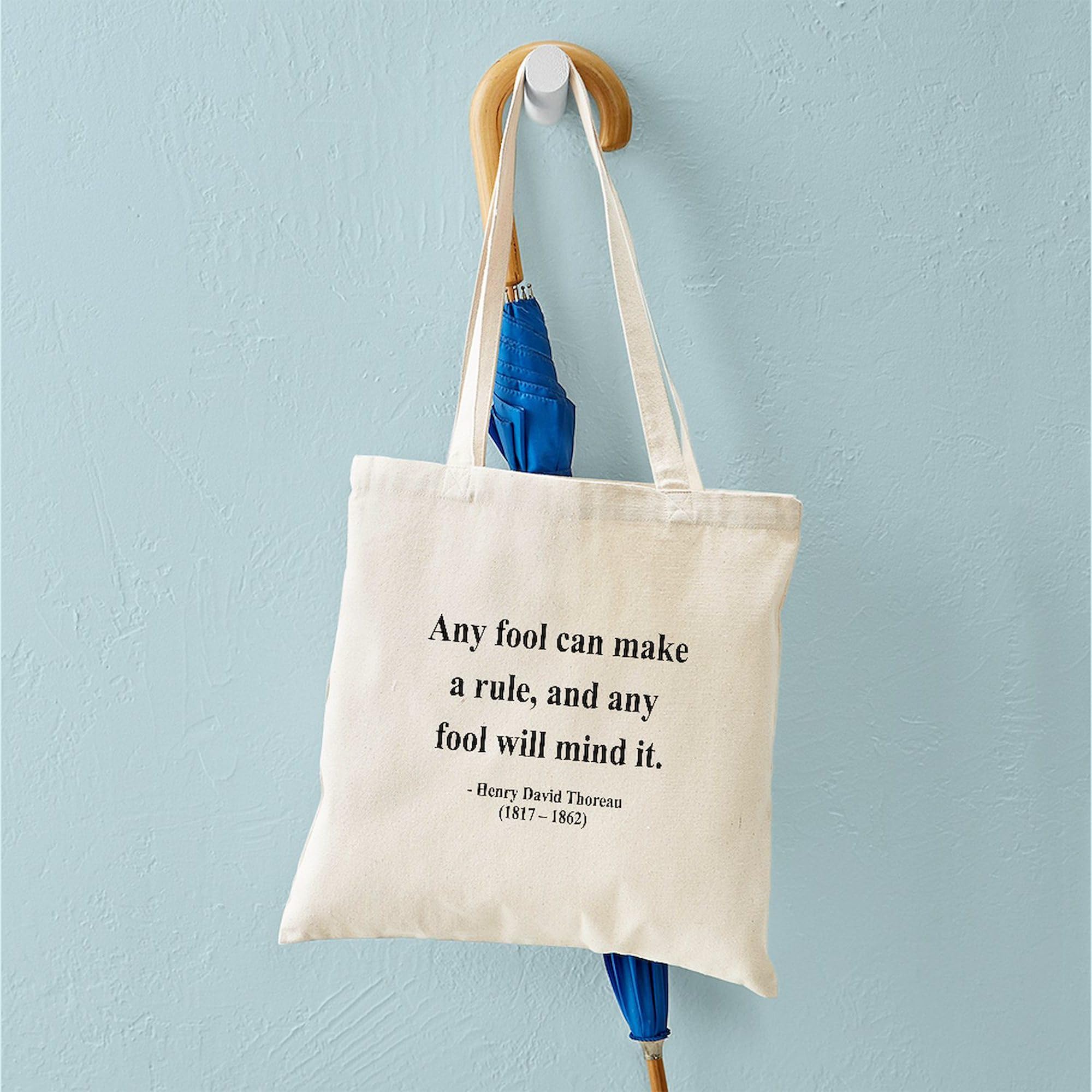 Henry David Thoreau 11 Tote Bag - Natural Canvas Reusable Shopping Bag for Groceries, Beach & Everyday Use | Eco-Friendly Cotton Tote with Quote Design
