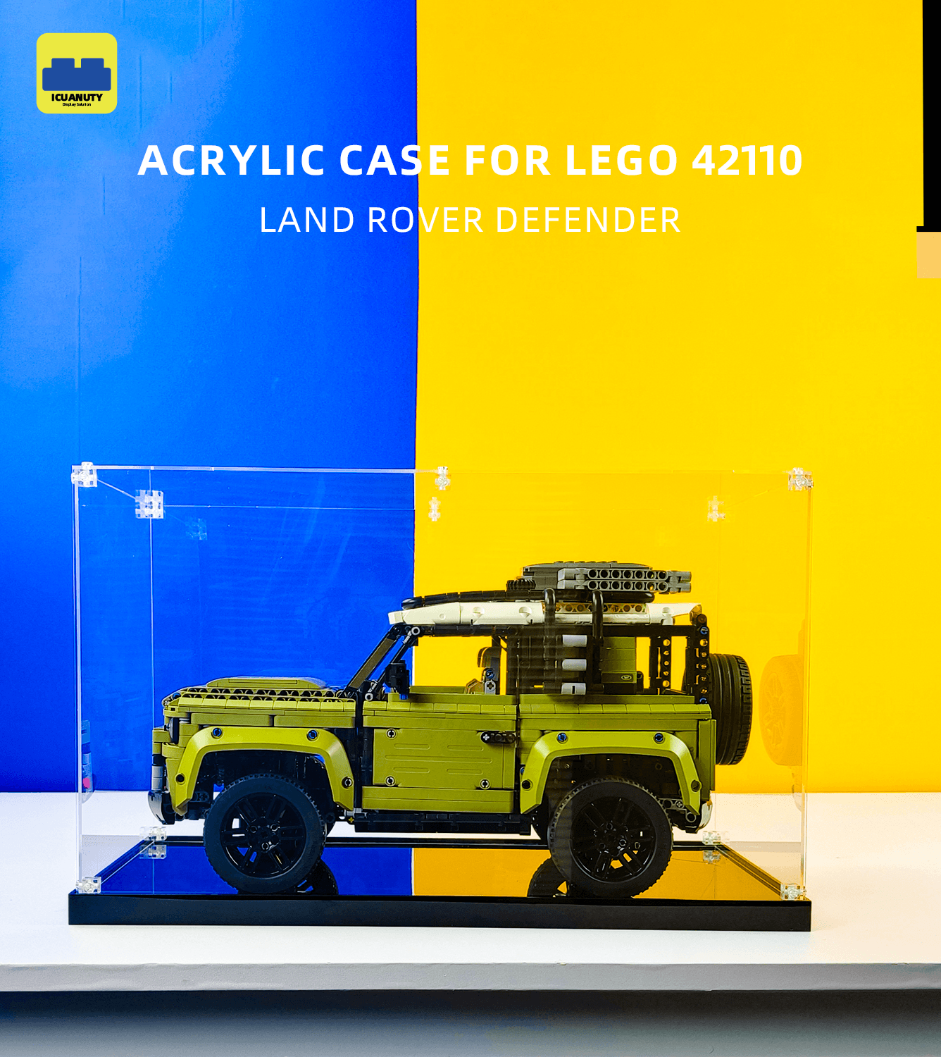 ICUANUTY Lego Display Case for Technic Land Rover Defender 42110 Building Kit - Showcase & Protect Your Lego Model | Perfect for Home Decor, Office Display & Collector's Showcase