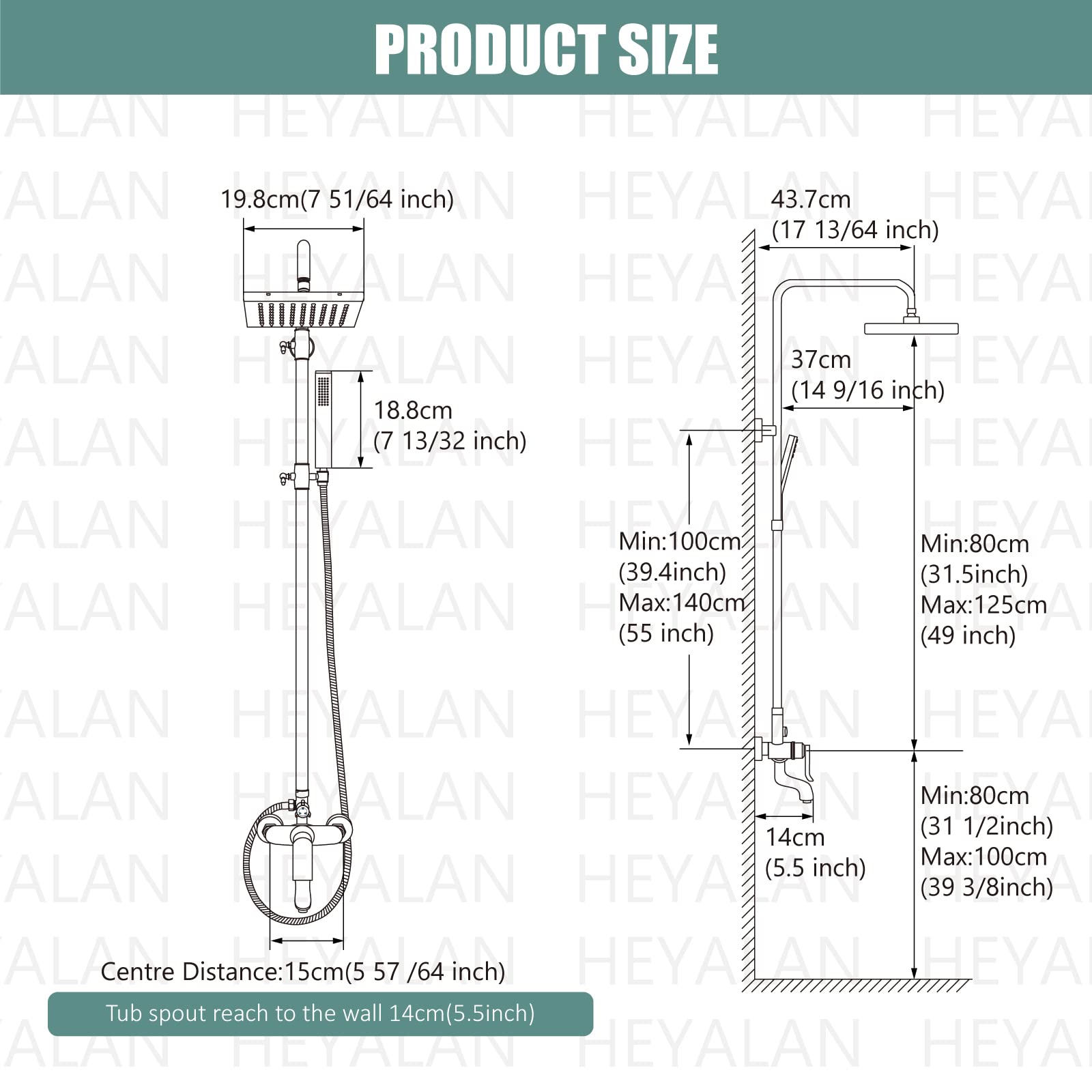 Polished Chrome 3-Function Exposed Shower System with 8 Inch Square Rainfall Shower Head - Wall Mount Bathroom Faucet Set for Modern Luxury Showers | Perfect for Master Bathrooms & Spa-Like Experiences