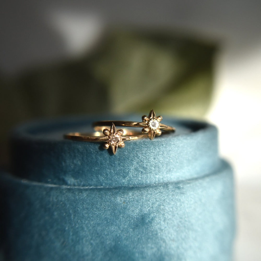 Diamond Polaris Star Ring - Elegant 925 Sterling Silver Jewelry for Women | Perfect for Engagement, Wedding, Anniversary & Special Occasions